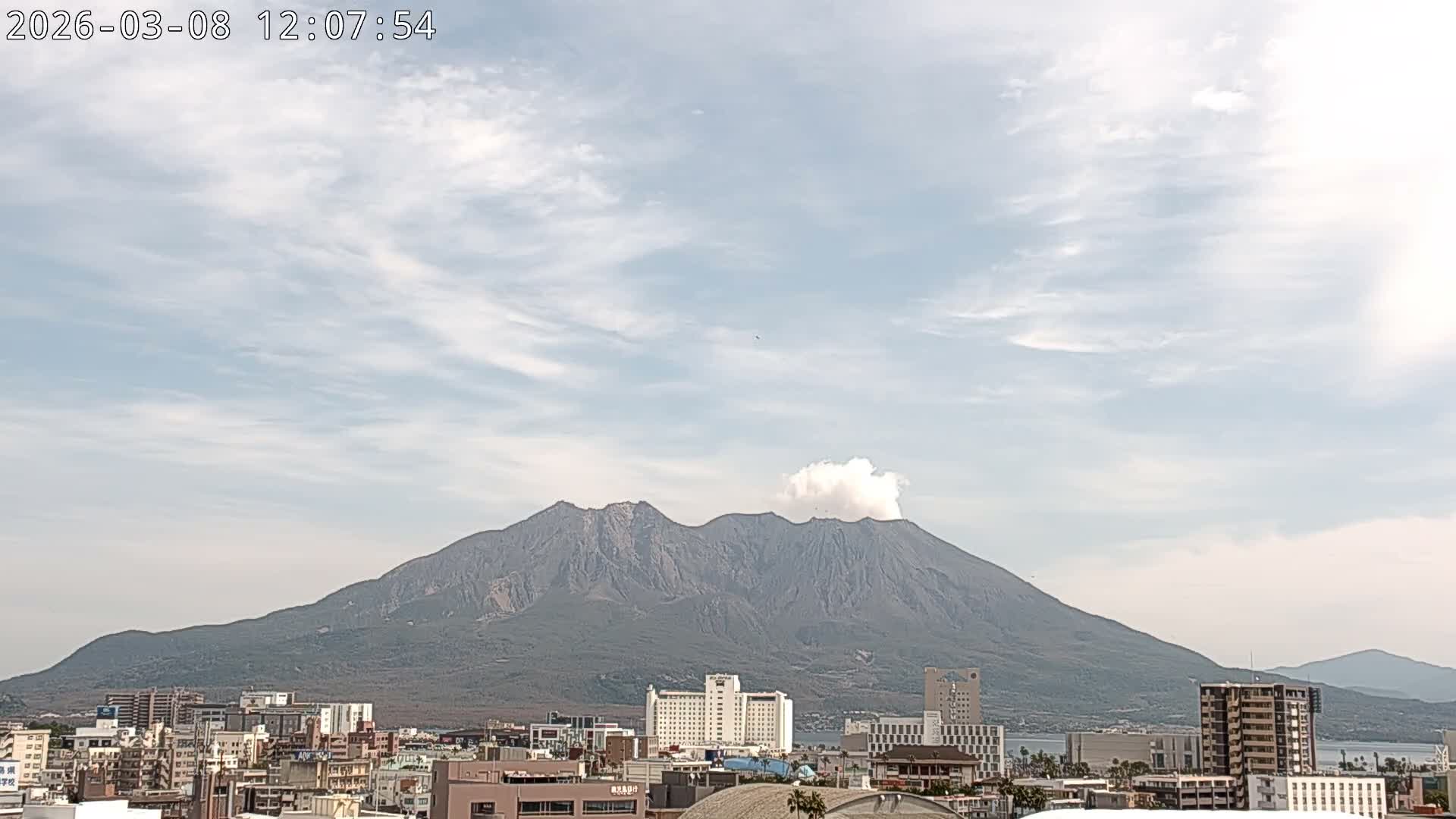 Kagoshima City Skyline & Sakurajima Living Volcano View ( 鹿児島市街のスカイラインと桜島の活火山 ) Live Cam - Kamoikeshinmachi, Kagoshima, Kagoshima Prefecture, Kyushu, Japan