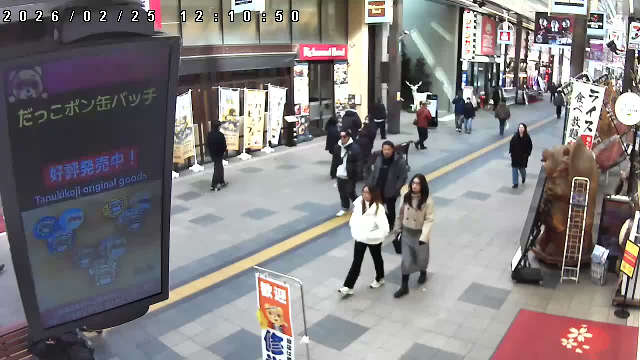 Sapporo, Tanukikoji Shopping 4th Street ( 札幌・狸小路商店街4番街 ) Live Cam - 4 Chome, Minami 2 Jonishi, Chuo Ward, Sapporo, Ishikari, Hokkaido, Japan