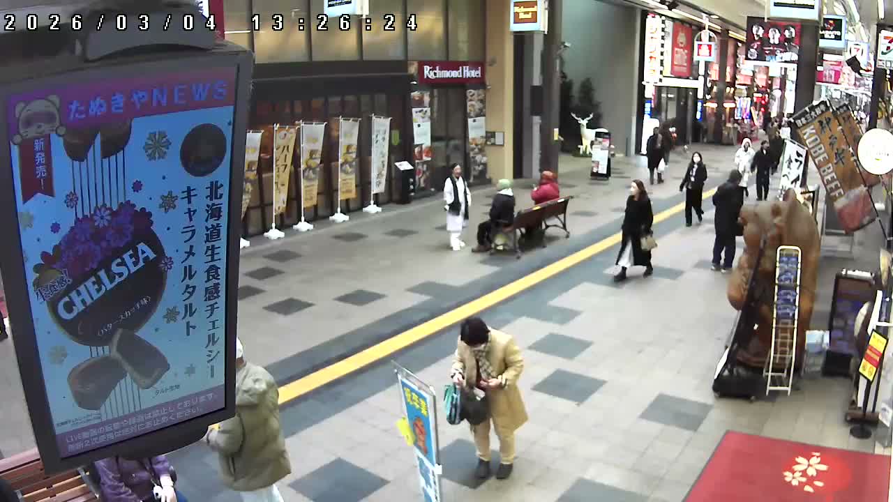 Sapporo, Tanukikoji Shopping 4th Street ( 札幌・狸小路商店街4番街 ) Live Cam - 4 Chome, Minami 2 Jonishi, Chuo Ward, Sapporo, Ishikari, Hokkaido, Japan