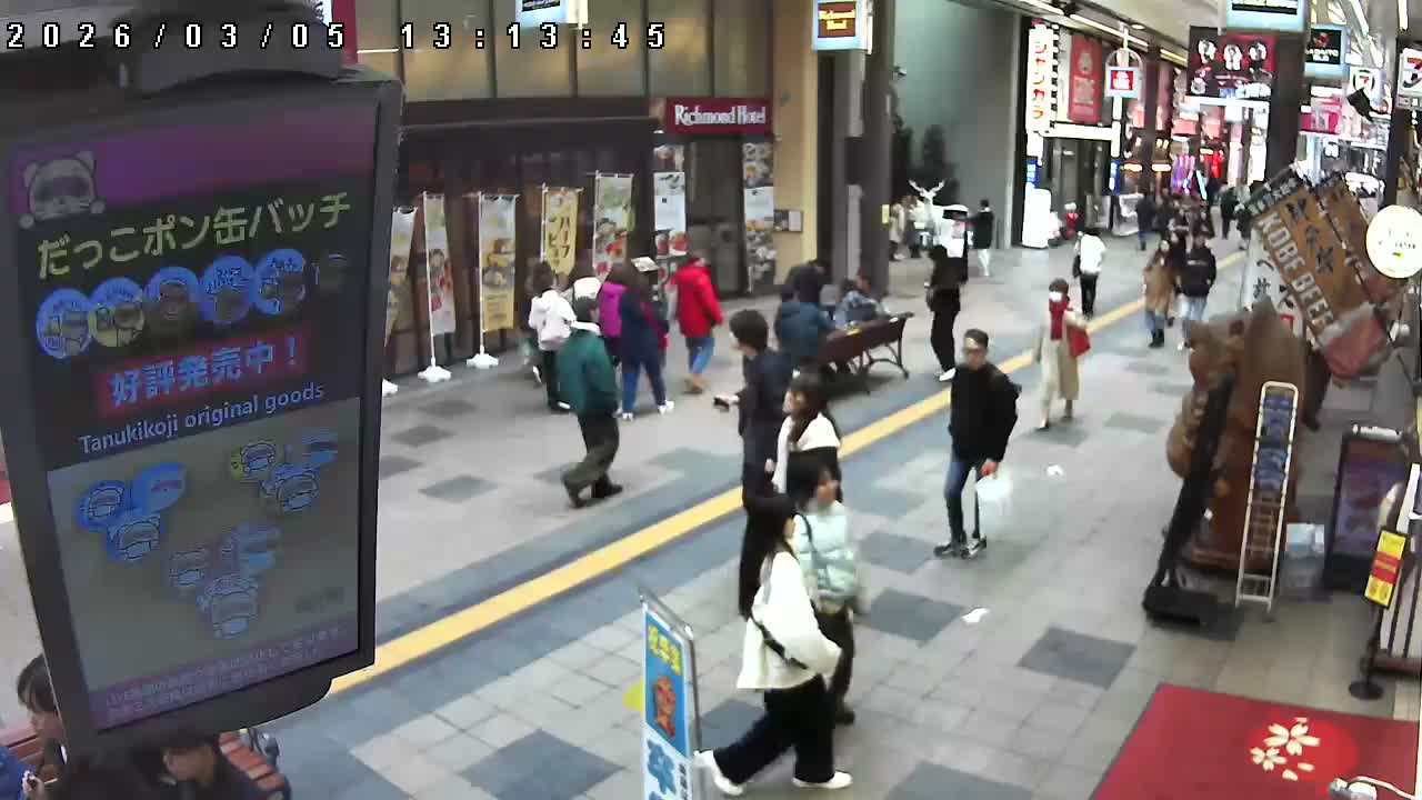 Sapporo, Tanukikoji Shopping 4th Street ( 札幌・狸小路商店街4番街 ) Live Cam - 4 Chome, Minami 2 Jonishi, Chuo Ward, Sapporo, Ishikari, Hokkaido, Japan