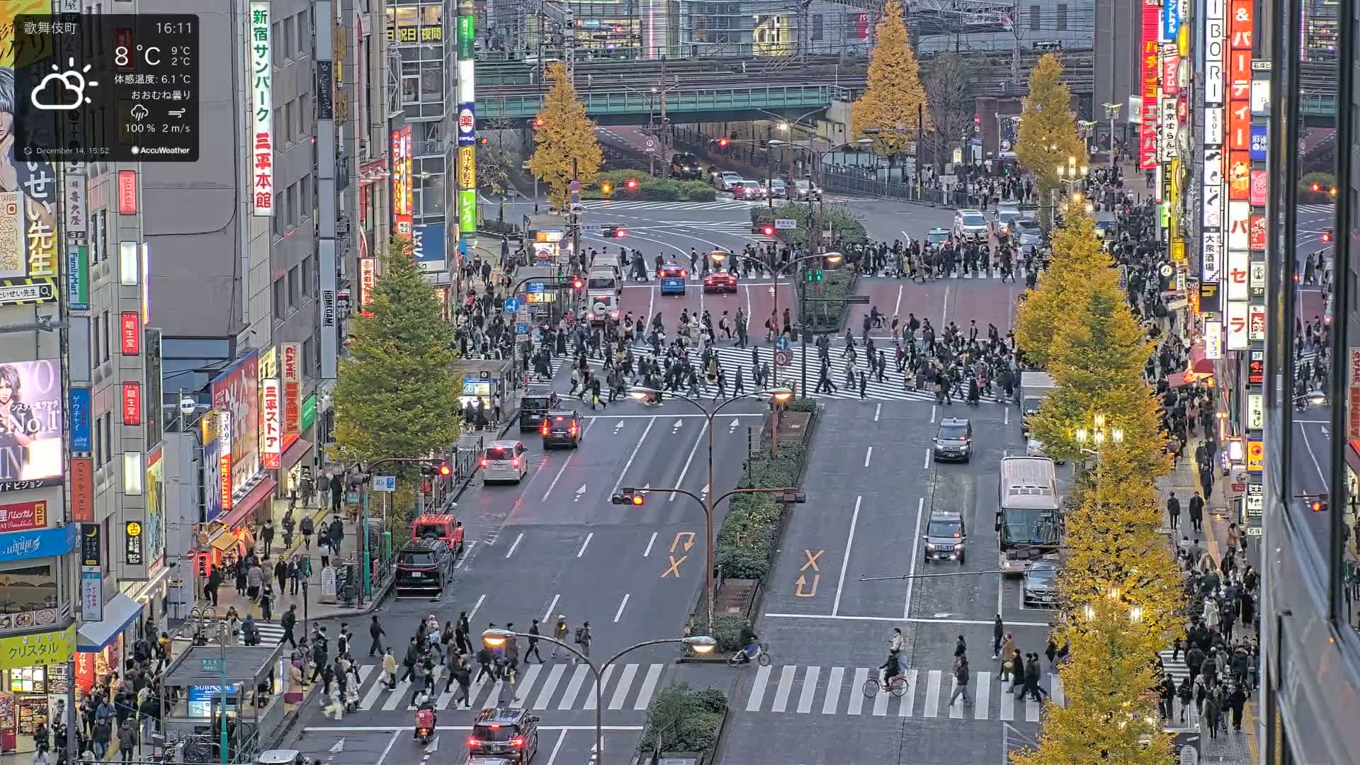Tokyo, Kabukicho/Shinjuku/Nishishinjuku Intersection  ( 東京-歌舞伎町-新宿-西新宿交差点 ) Live Cam -1 Chome, Kabukichō, Shinjuku-ku, Tokyo, Kantō, Honshu, Japan