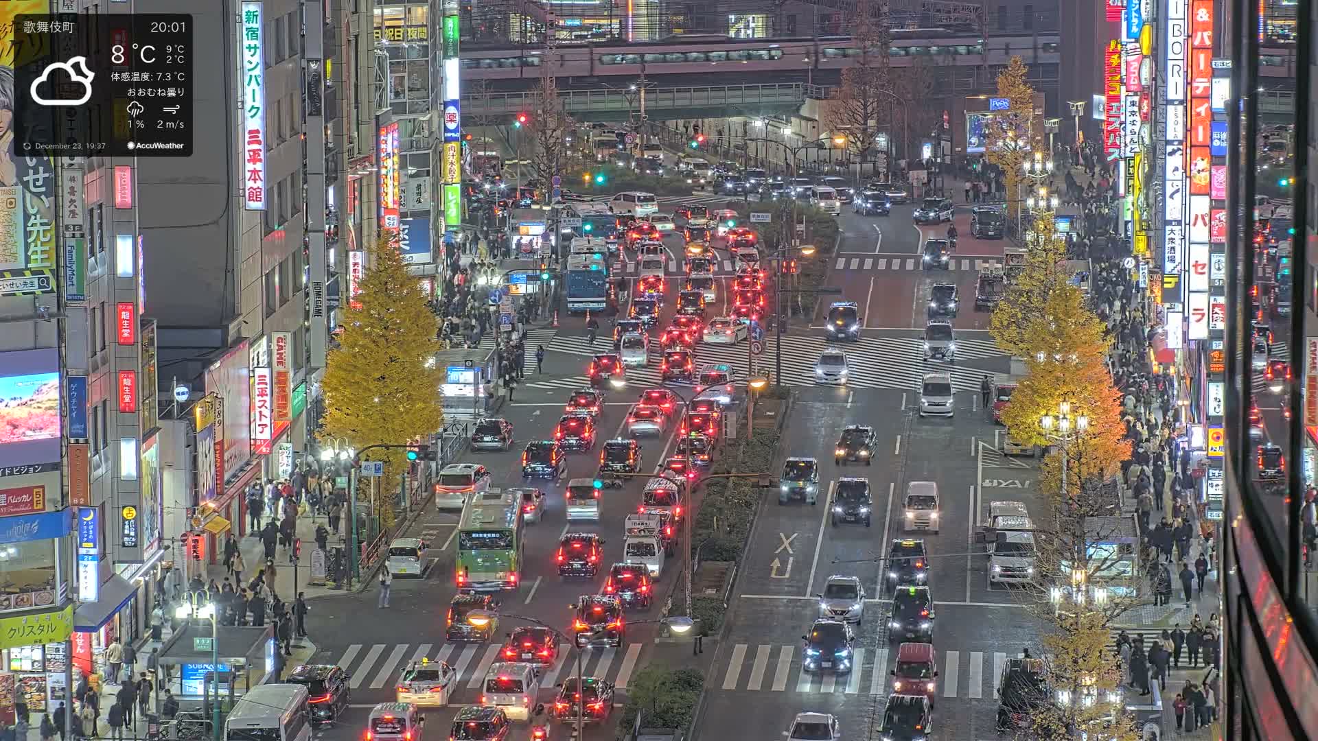 Tokyo, Kabukicho/Shinjuku/Nishishinjuku Intersection  ( 東京-歌舞伎町-新宿-西新宿交差点 ) Live Cam -1 Chome, Kabukichō, Shinjuku-ku, Tokyo, Kantō, Honshu, Japan