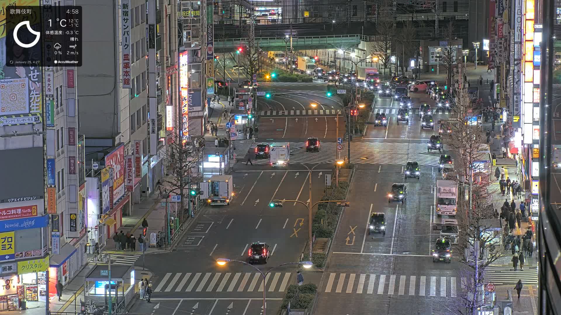 Tokyo, Kabukicho/Shinjuku/Nishishinjuku Intersection  ( 東京-歌舞伎町-新宿-西新宿交差点 ) Live Cam -1 Chome, Kabukichō, Shinjuku-ku, Tokyo, Kantō, Honshu, Japan