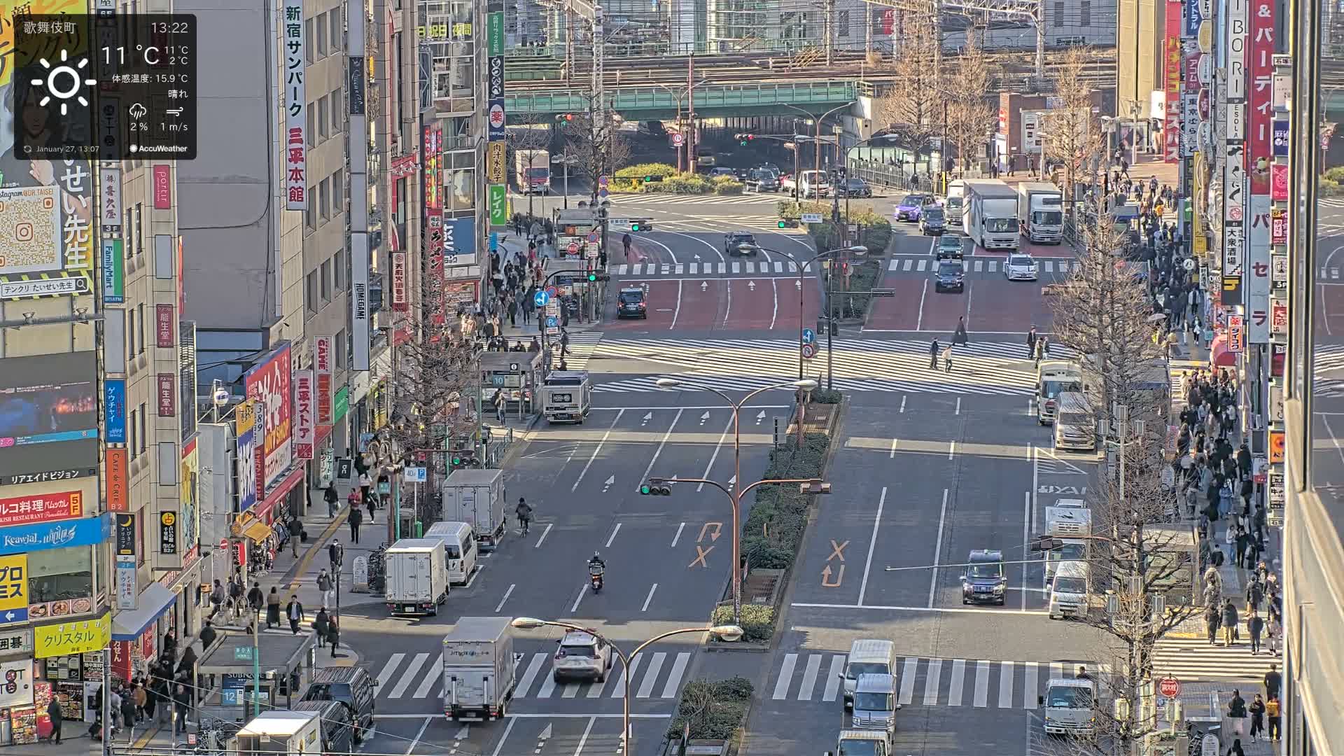Tokyo, Kabukicho/Shinjuku/Nishishinjuku Intersection  ( 東京-歌舞伎町-新宿-西新宿交差点 ) Live Cam -1 Chome, Kabukichō, Shinjuku-ku, Tokyo, Kantō, Honshu, Japan
