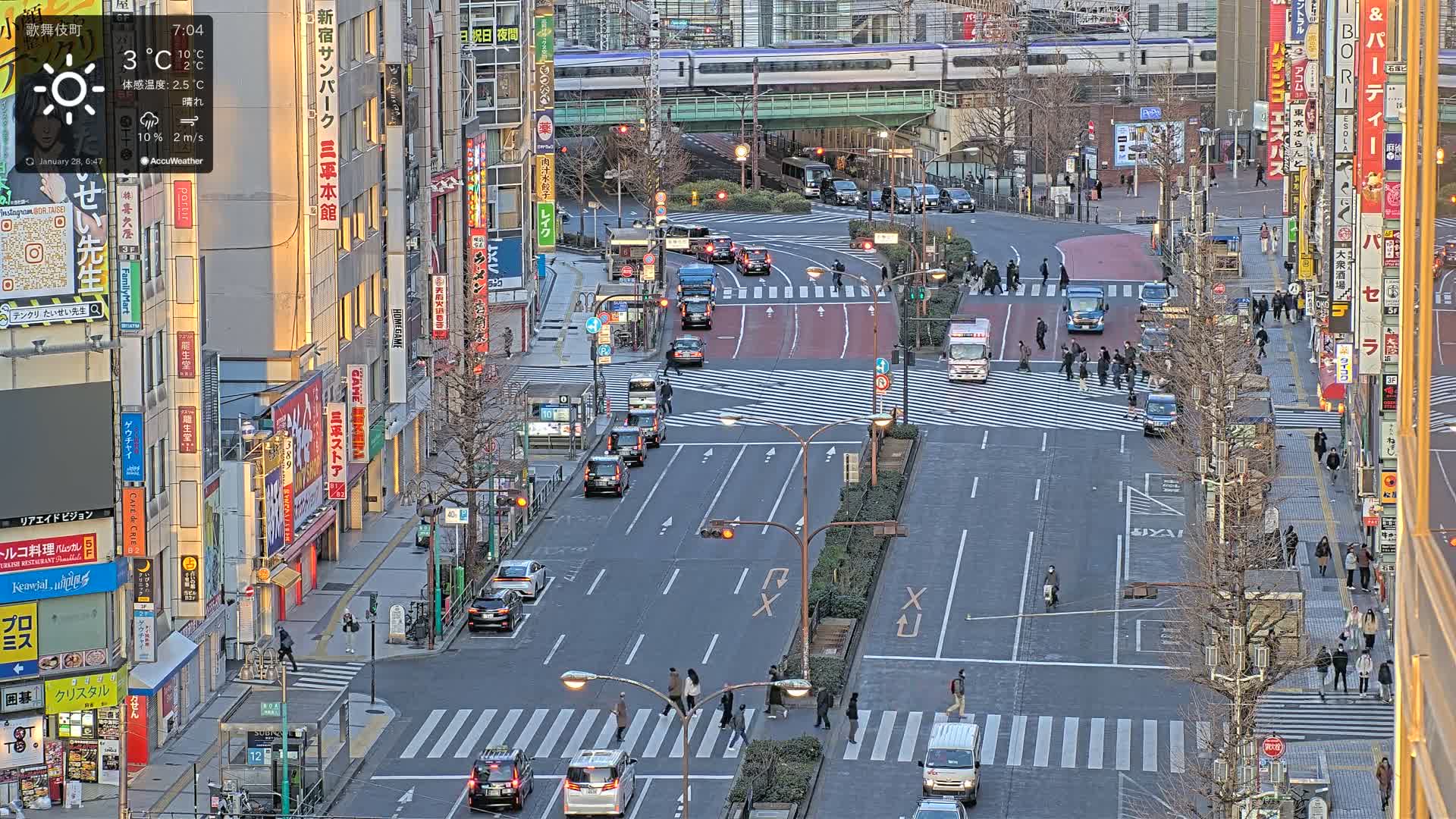 Tokyo, Kabukicho/Shinjuku/Nishishinjuku Intersection  ( 東京-歌舞伎町-新宿-西新宿交差点 ) Live Cam -1 Chome, Kabukichō, Shinjuku-ku, Tokyo, Kantō, Honshu, Japan