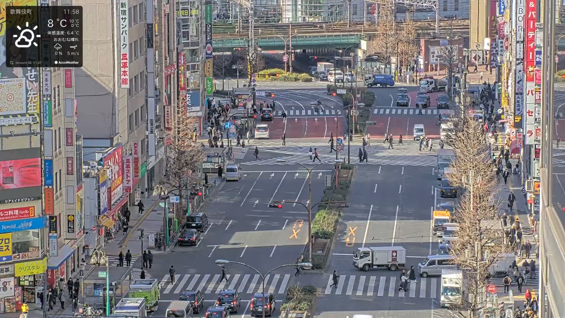 Tokyo, Kabukicho/Shinjuku/Nishishinjuku Intersection  ( 東京-歌舞伎町-新宿-西新宿交差点 ) Live Cam -1 Chome, Kabukichō, Shinjuku-ku, Tokyo, Kantō, Honshu, Japan