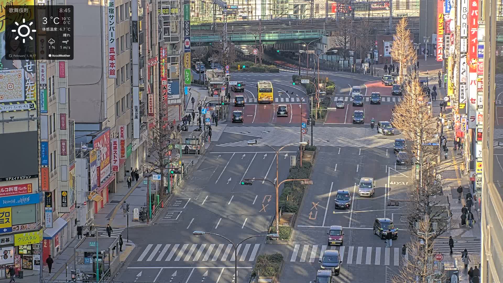 Tokyo, Kabukicho/Shinjuku/Nishishinjuku Intersection  ( 東京-歌舞伎町-新宿-西新宿交差点 ) Live Cam -1 Chome, Kabukichō, Shinjuku-ku, Tokyo, Kantō, Honshu, Japan