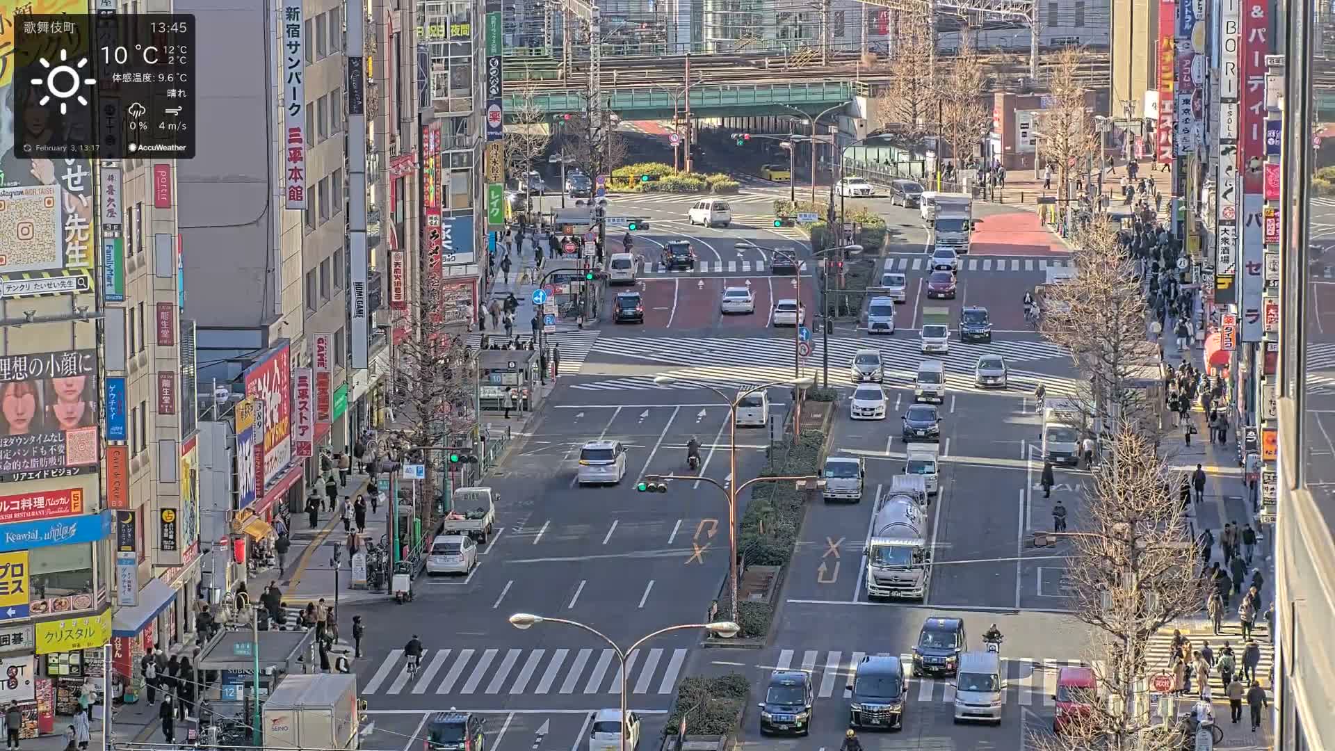 Tokyo, Kabukicho/Shinjuku/Nishishinjuku Intersection  ( 東京-歌舞伎町-新宿-西新宿交差点 ) Live Cam -1 Chome, Kabukichō, Shinjuku-ku, Tokyo, Kantō, Honshu, Japan