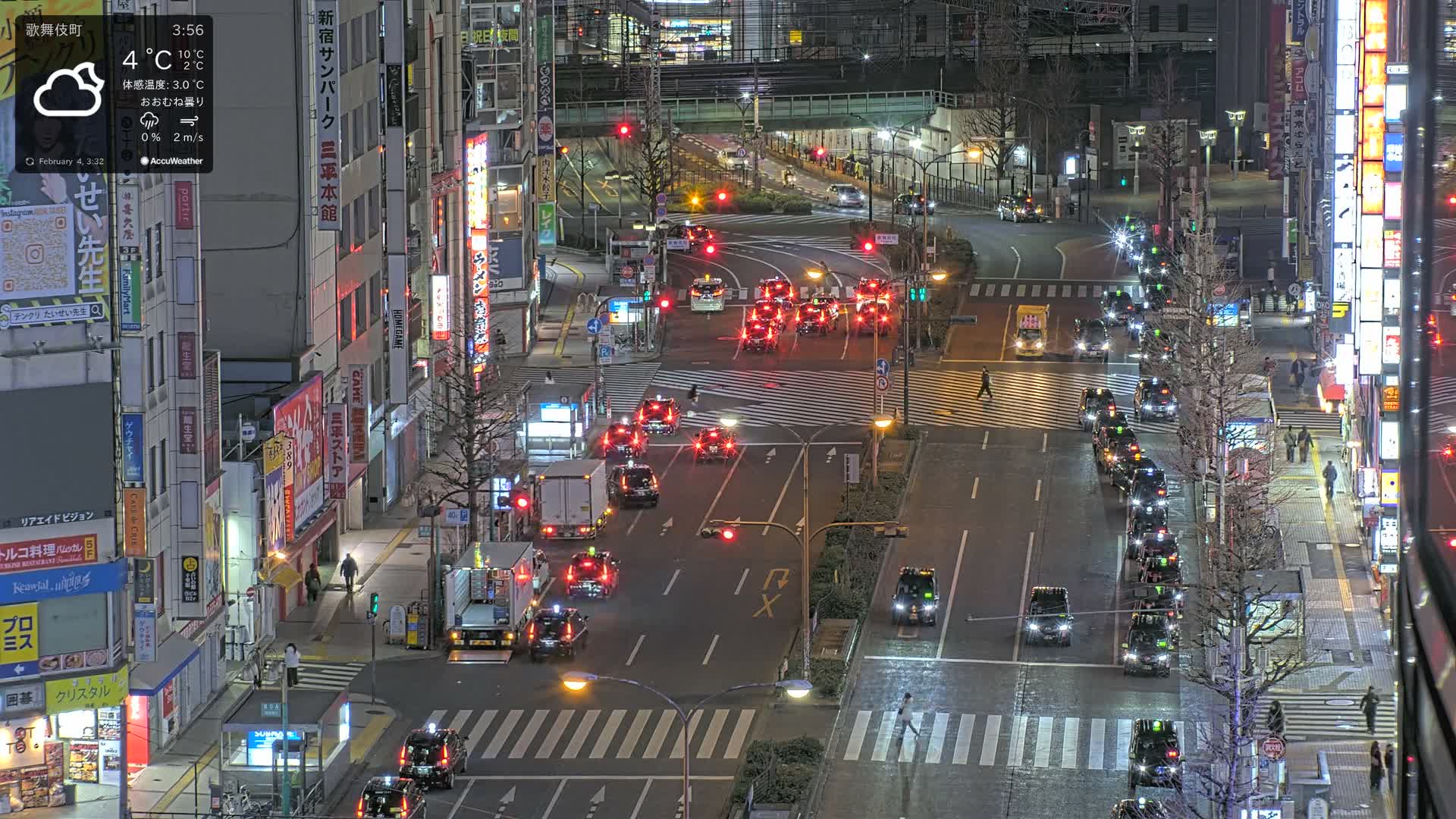 Tokyo, Kabukicho/Shinjuku/Nishishinjuku Intersection  ( 東京-歌舞伎町-新宿-西新宿交差点 ) Live Cam -1 Chome, Kabukichō, Shinjuku-ku, Tokyo, Kantō, Honshu, Japan
