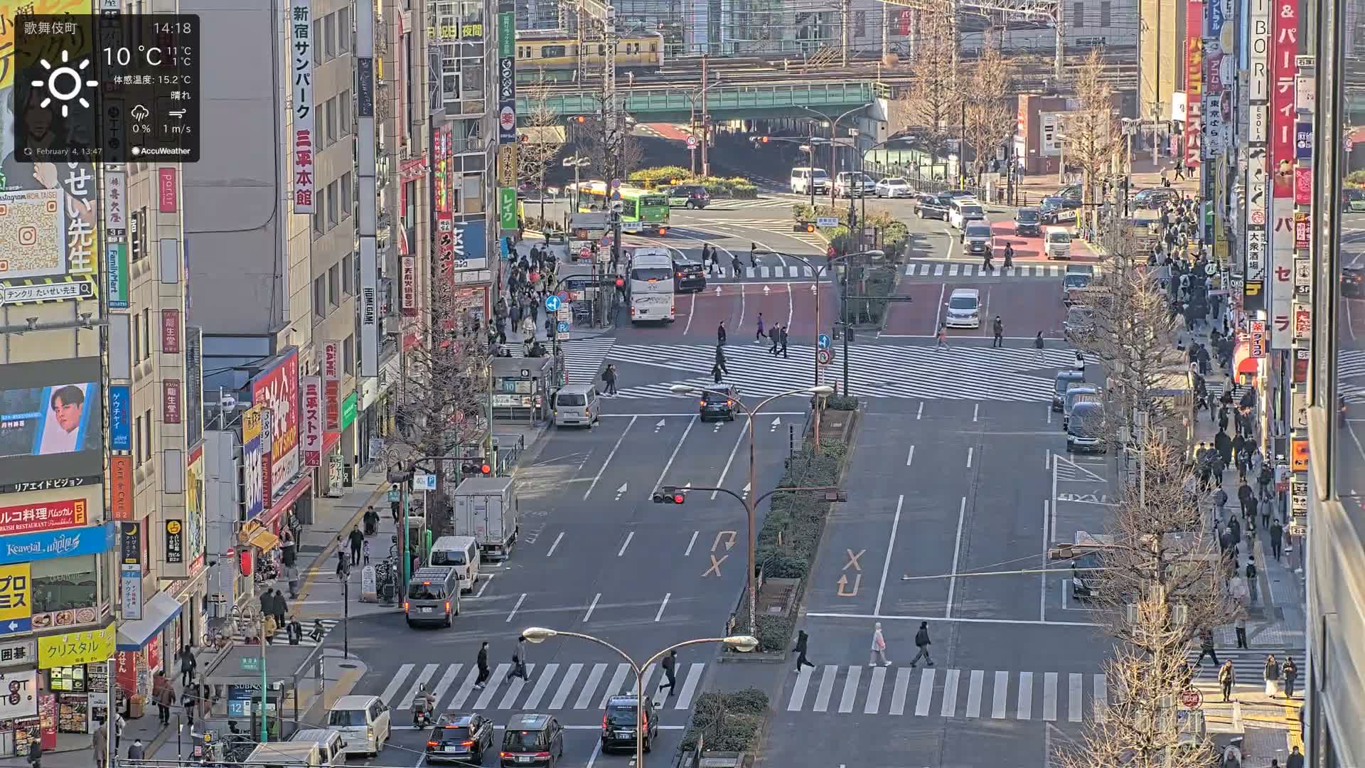 Tokyo, Kabukicho/Shinjuku/Nishishinjuku Intersection  ( 東京-歌舞伎町-新宿-西新宿交差点 ) Live Cam -1 Chome, Kabukichō, Shinjuku-ku, Tokyo, Kantō, Honshu, Japan