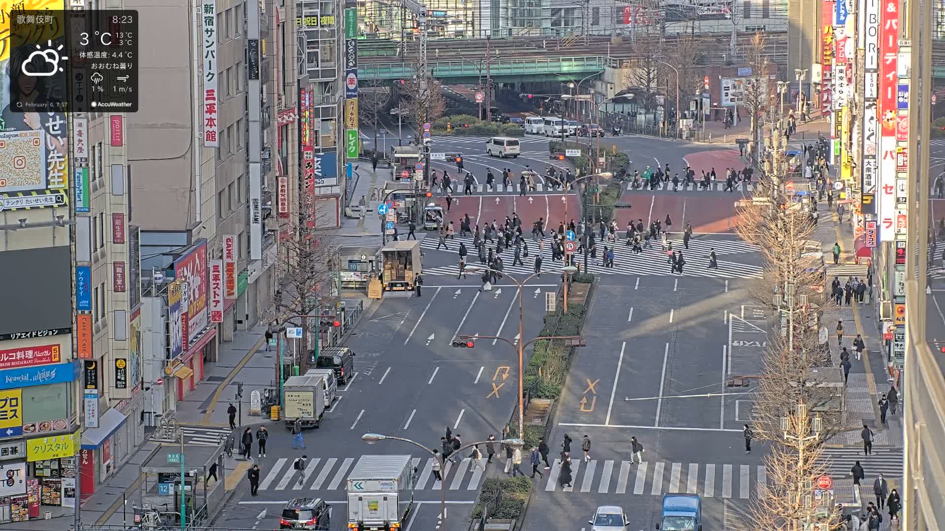 Tokyo, Kabukicho/Shinjuku/Nishishinjuku Intersection  ( 東京-歌舞伎町-新宿-西新宿交差点 ) Live Cam -1 Chome, Kabukichō, Shinjuku-ku, Tokyo, Kantō, Honshu, Japan