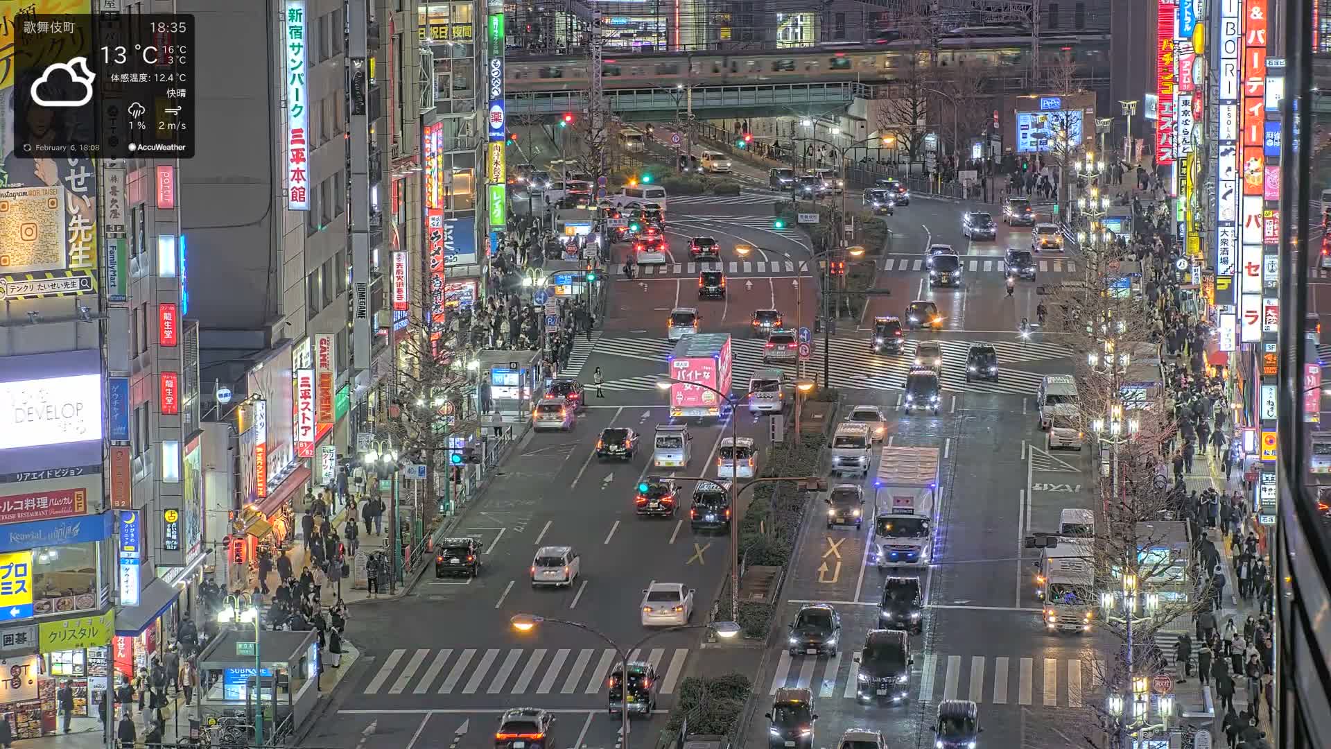 Tokyo, Kabukicho/Shinjuku/Nishishinjuku Intersection  ( 東京-歌舞伎町-新宿-西新宿交差点 ) Live Cam -1 Chome, Kabukichō, Shinjuku-ku, Tokyo, Kantō, Honshu, Japan