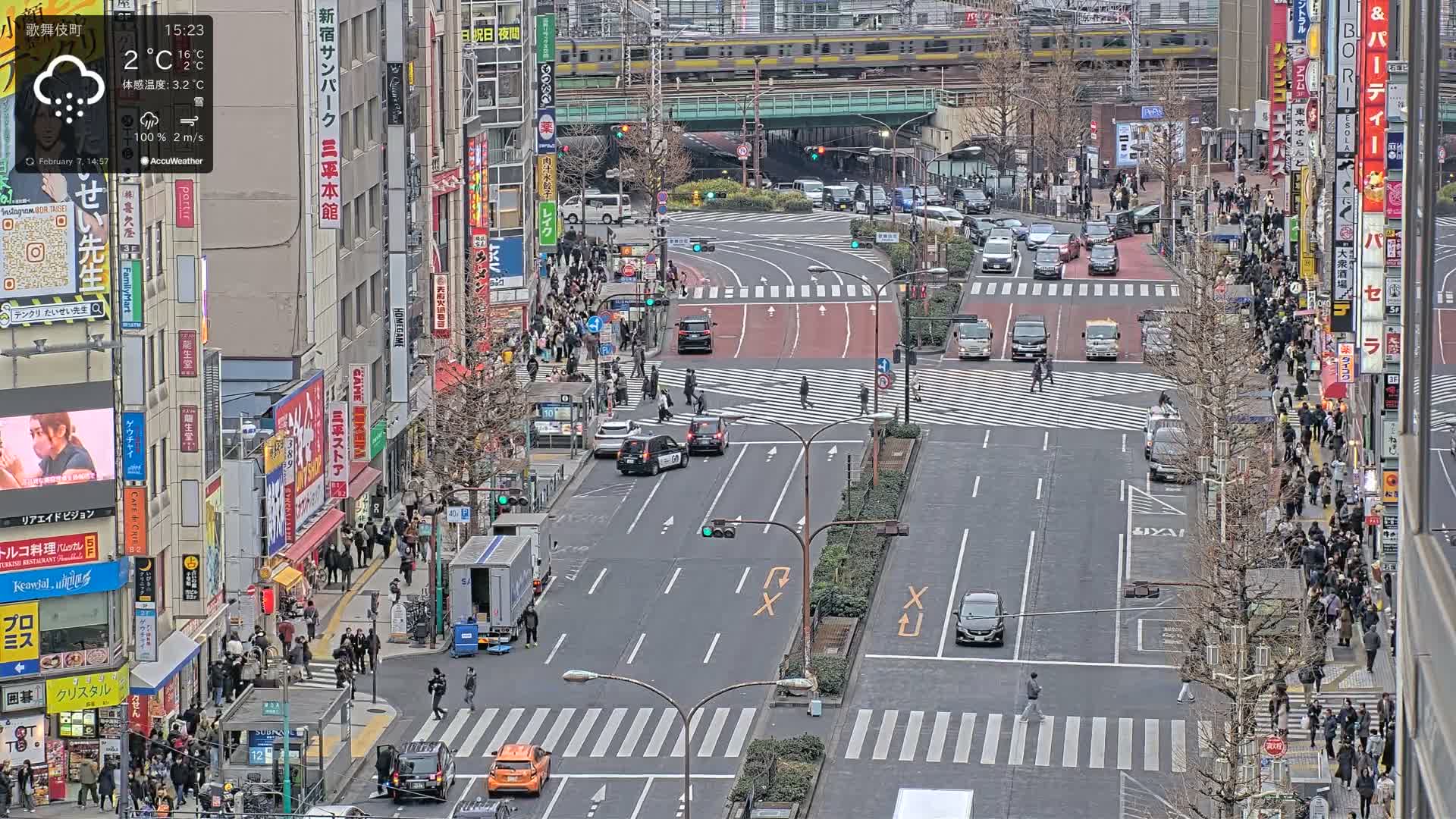 Tokyo, Kabukicho/Shinjuku/Nishishinjuku Intersection  ( 東京-歌舞伎町-新宿-西新宿交差点 ) Live Cam -1 Chome, Kabukichō, Shinjuku-ku, Tokyo, Kantō, Honshu, Japan