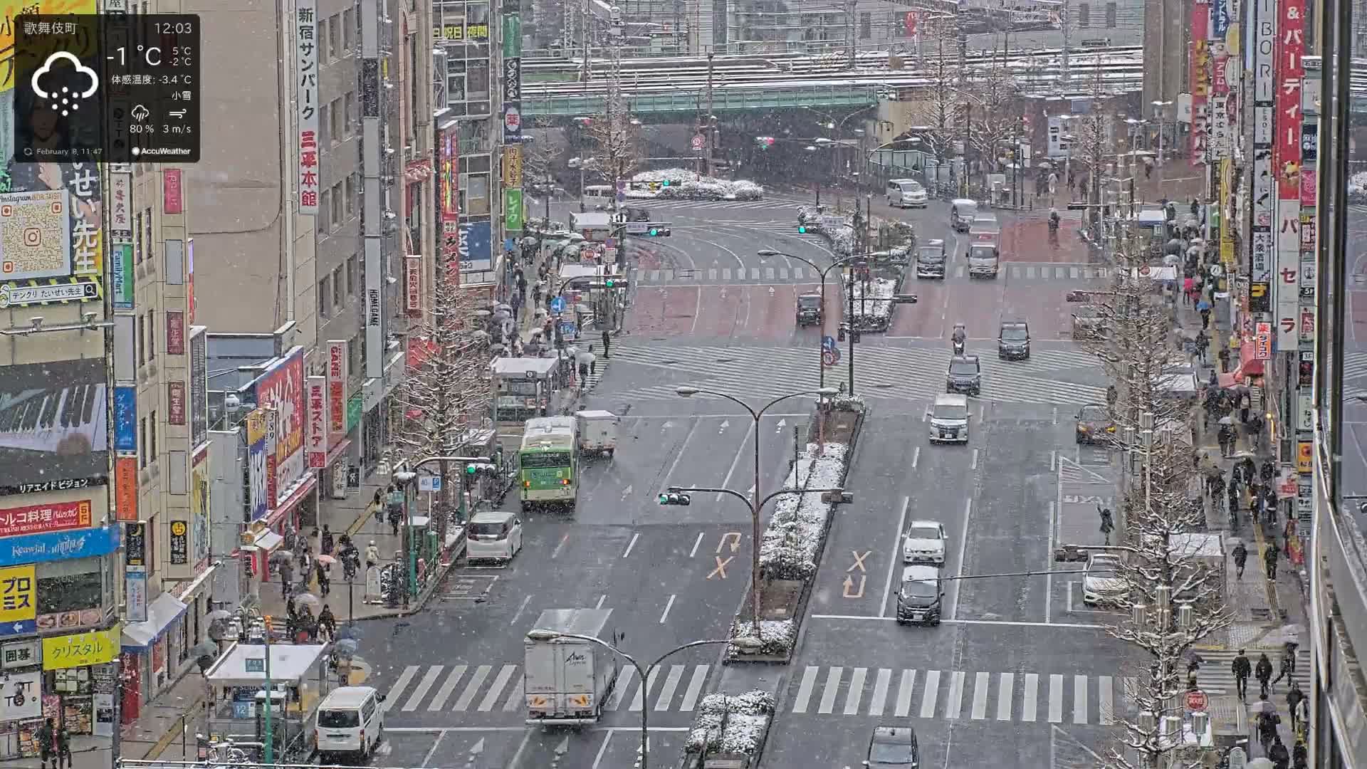 Tokyo, Kabukicho/Shinjuku/Nishishinjuku Intersection  ( 東京-歌舞伎町-新宿-西新宿交差点 ) Live Cam -1 Chome, Kabukichō, Shinjuku-ku, Tokyo, Kantō, Honshu, Japan