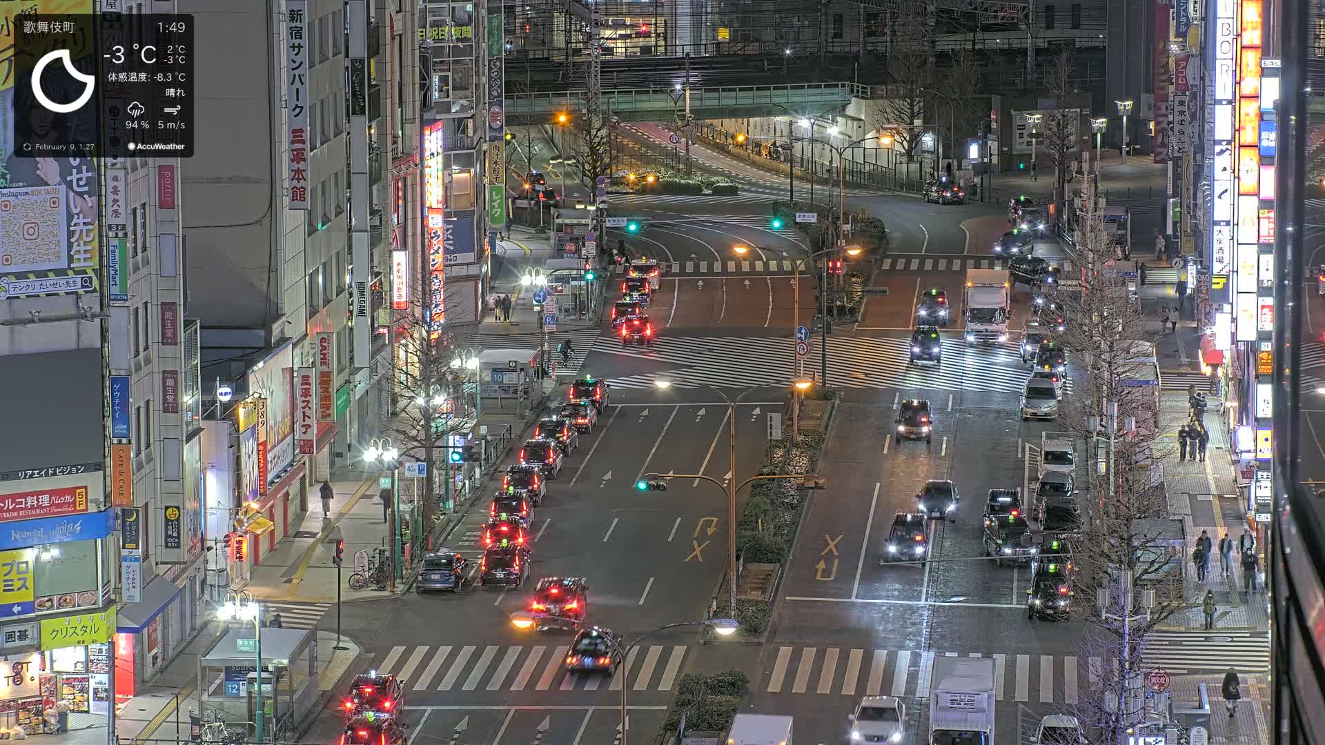Tokyo, Kabukicho/Shinjuku/Nishishinjuku Intersection  ( 東京-歌舞伎町-新宿-西新宿交差点 ) Live Cam -1 Chome, Kabukichō, Shinjuku-ku, Tokyo, Kantō, Honshu, Japan