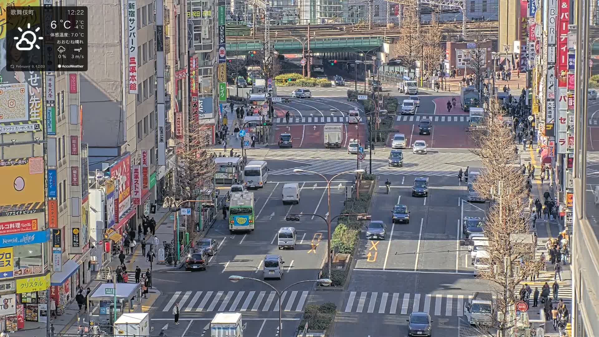 Tokyo, Kabukicho/Shinjuku/Nishishinjuku Intersection  ( 東京-歌舞伎町-新宿-西新宿交差点 ) Live Cam -1 Chome, Kabukichō, Shinjuku-ku, Tokyo, Kantō, Honshu, Japan