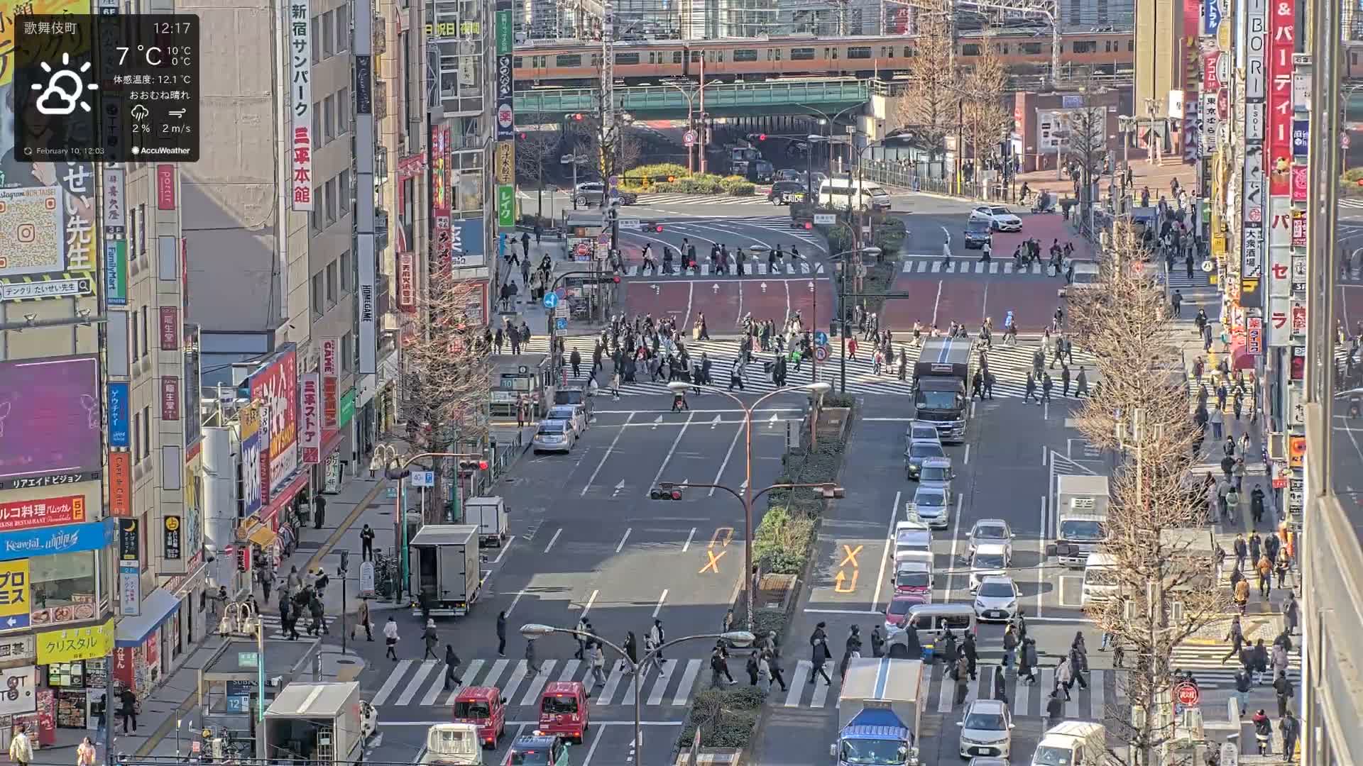 Tokyo, Kabukicho/Shinjuku/Nishishinjuku Intersection  ( 東京-歌舞伎町-新宿-西新宿交差点 ) Live Cam -1 Chome, Kabukichō, Shinjuku-ku, Tokyo, Kantō, Honshu, Japan