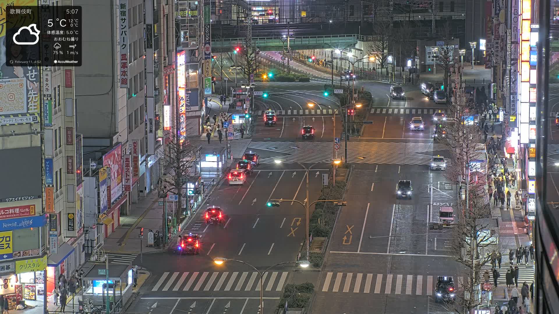 Tokyo, Kabukicho/Shinjuku/Nishishinjuku Intersection  ( 東京-歌舞伎町-新宿-西新宿交差点 ) Live Cam -1 Chome, Kabukichō, Shinjuku-ku, Tokyo, Kantō, Honshu, Japan