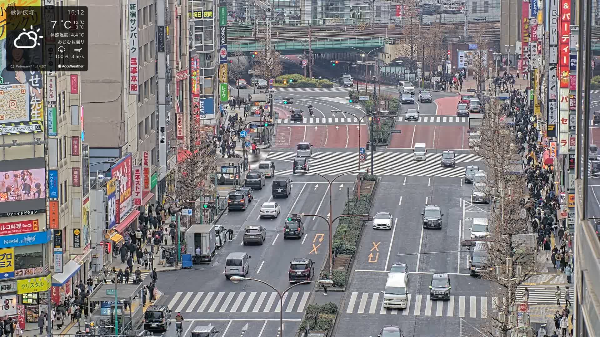 Tokyo, Kabukicho/Shinjuku/Nishishinjuku Intersection  ( 東京-歌舞伎町-新宿-西新宿交差点 ) Live Cam -1 Chome, Kabukichō, Shinjuku-ku, Tokyo, Kantō, Honshu, Japan