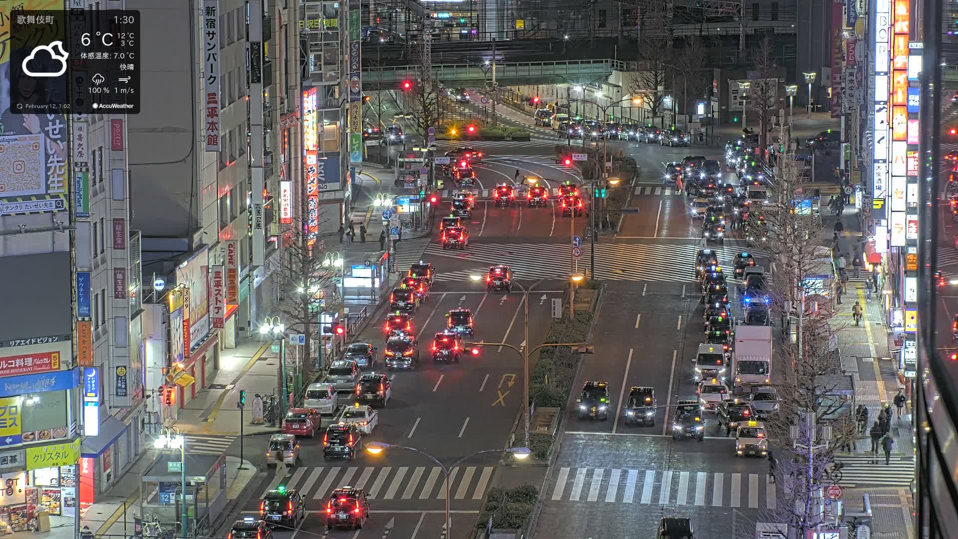 Tokyo, Kabukicho/Shinjuku/Nishishinjuku Intersection  ( 東京-歌舞伎町-新宿-西新宿交差点 ) Live Cam -1 Chome, Kabukichō, Shinjuku-ku, Tokyo, Kantō, Honshu, Japan