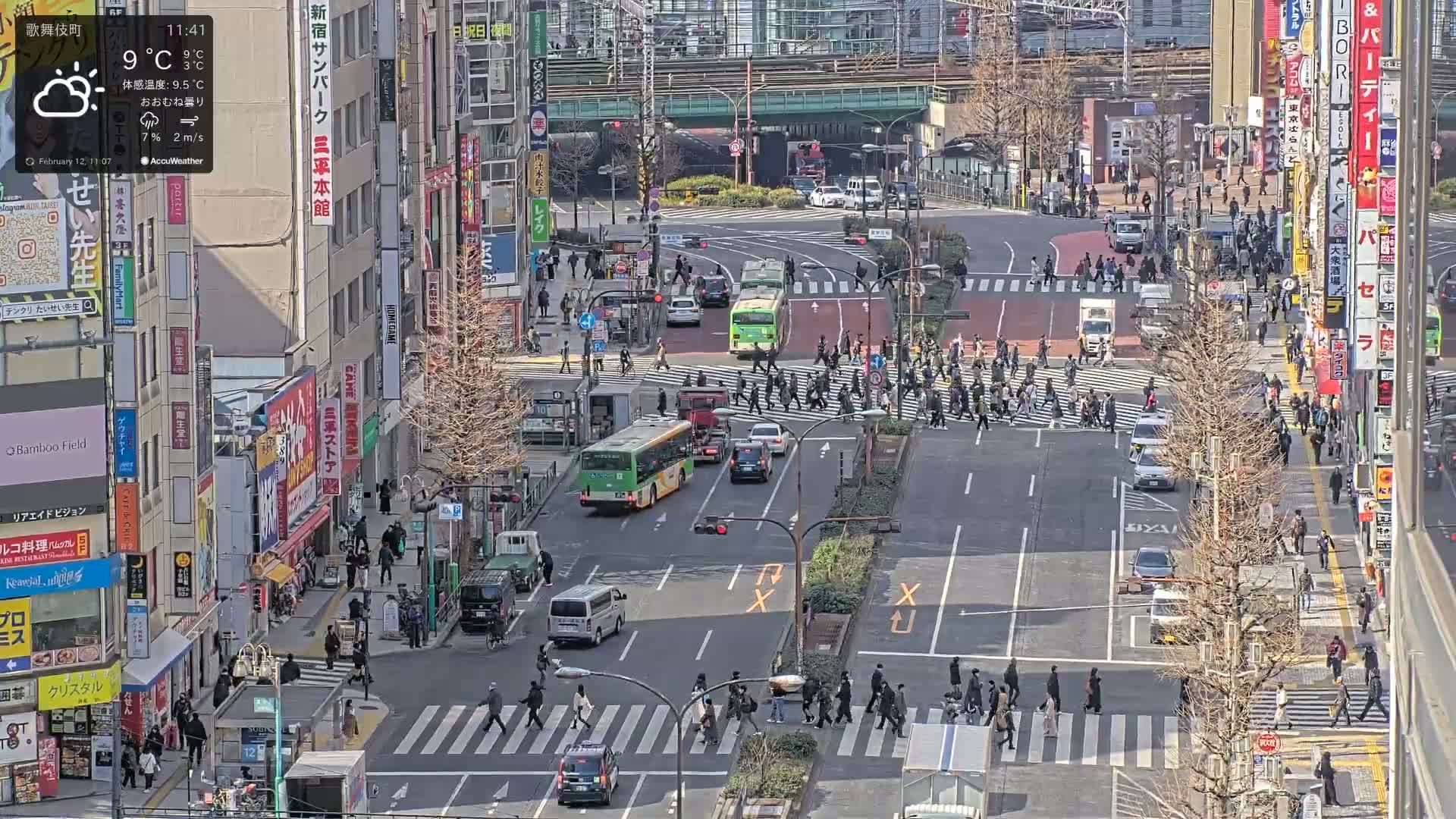 Tokyo, Kabukicho/Shinjuku/Nishishinjuku Intersection  ( 東京-歌舞伎町-新宿-西新宿交差点 ) Live Cam -1 Chome, Kabukichō, Shinjuku-ku, Tokyo, Kantō, Honshu, Japan
