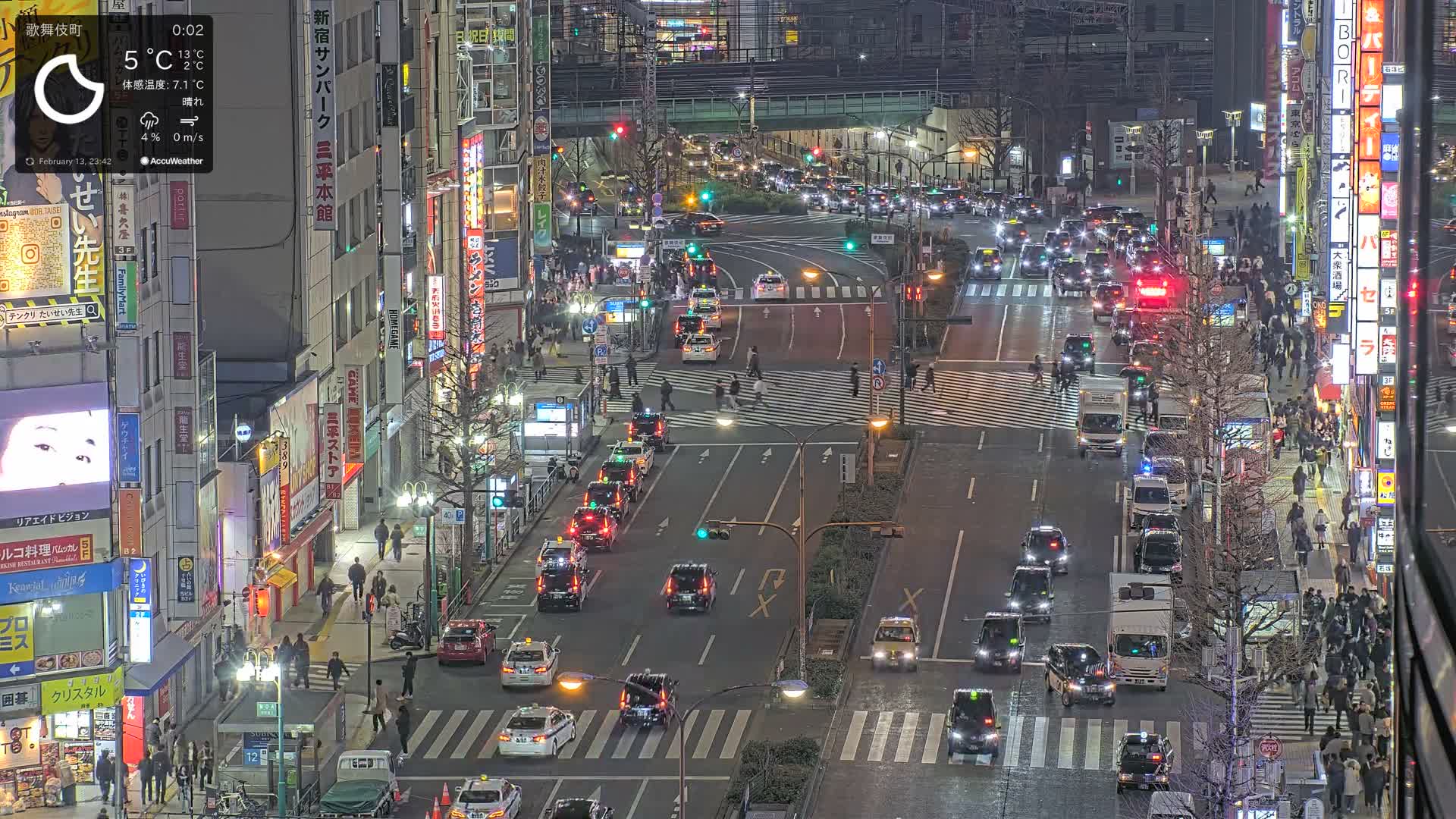 Tokyo, Kabukicho/Shinjuku/Nishishinjuku Intersection  ( 東京-歌舞伎町-新宿-西新宿交差点 ) Live Cam -1 Chome, Kabukichō, Shinjuku-ku, Tokyo, Kantō, Honshu, Japan