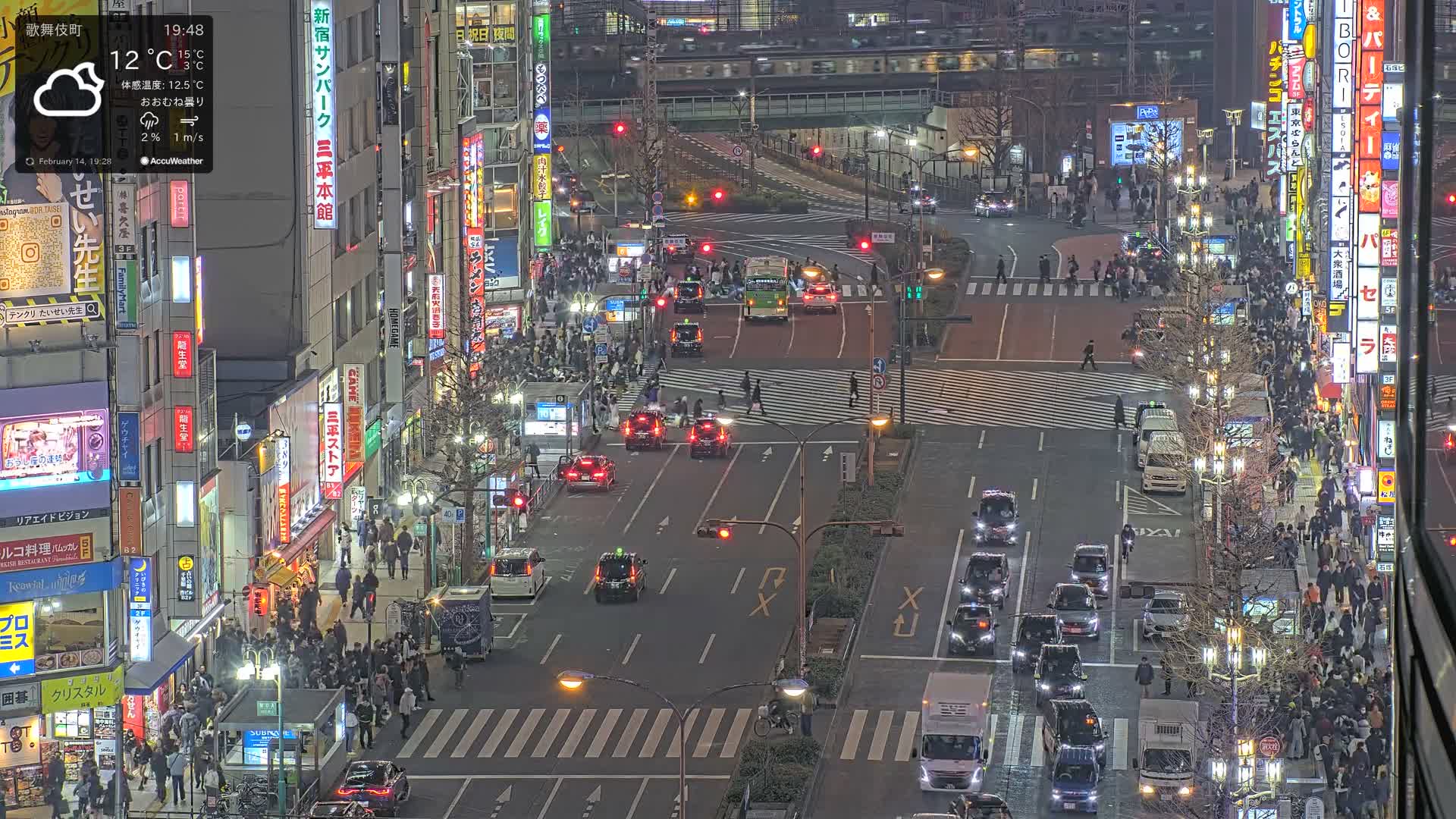 Tokyo, Kabukicho/Shinjuku/Nishishinjuku Intersection  ( 東京-歌舞伎町-新宿-西新宿交差点 ) Live Cam -1 Chome, Kabukichō, Shinjuku-ku, Tokyo, Kantō, Honshu, Japan