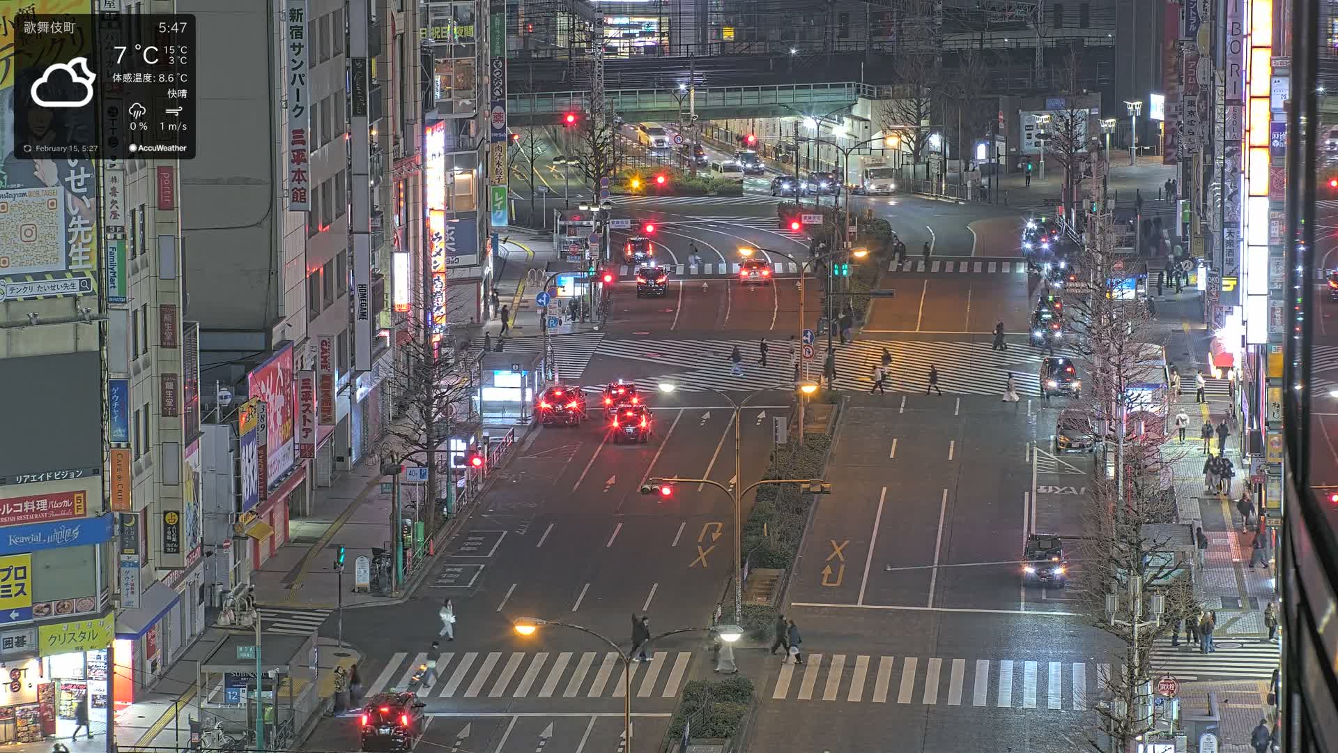 Tokyo, Kabukicho/Shinjuku/Nishishinjuku Intersection  ( 東京-歌舞伎町-新宿-西新宿交差点 ) Live Cam -1 Chome, Kabukichō, Shinjuku-ku, Tokyo, Kantō, Honshu, Japan