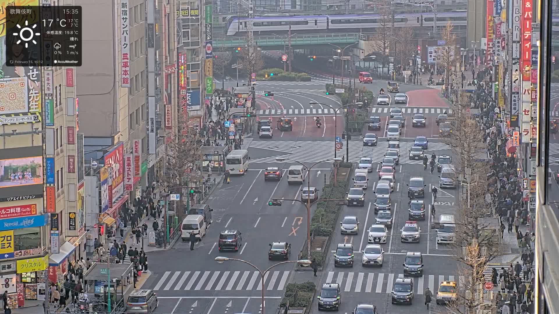 Tokyo, Kabukicho/Shinjuku/Nishishinjuku Intersection  ( 東京-歌舞伎町-新宿-西新宿交差点 ) Live Cam -1 Chome, Kabukichō, Shinjuku-ku, Tokyo, Kantō, Honshu, Japan