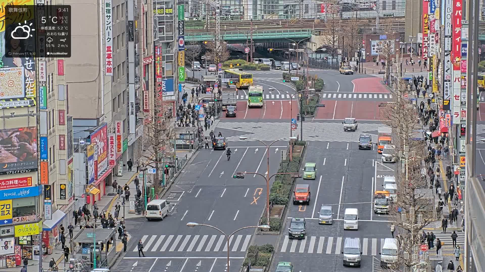 Tokyo, Kabukicho/Shinjuku/Nishishinjuku Intersection  ( 東京-歌舞伎町-新宿-西新宿交差点 ) Live Cam -1 Chome, Kabukichō, Shinjuku-ku, Tokyo, Kantō, Honshu, Japan