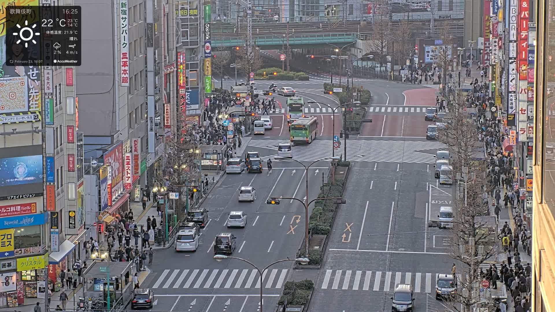 Tokyo, Kabukicho/Shinjuku/Nishishinjuku Intersection  ( 東京-歌舞伎町-新宿-西新宿交差点 ) Live Cam -1 Chome, Kabukichō, Shinjuku-ku, Tokyo, Kantō, Honshu, Japan