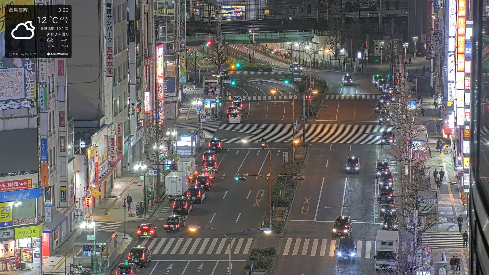 Tokyo, Kabukicho/Shinjuku/Nishishinjuku Intersection  ( 東京-歌舞伎町-新宿-西新宿交差点 ) Live Cam -1 Chome, Kabukichō, Shinjuku-ku, Tokyo, Kantō, Honshu, Japan