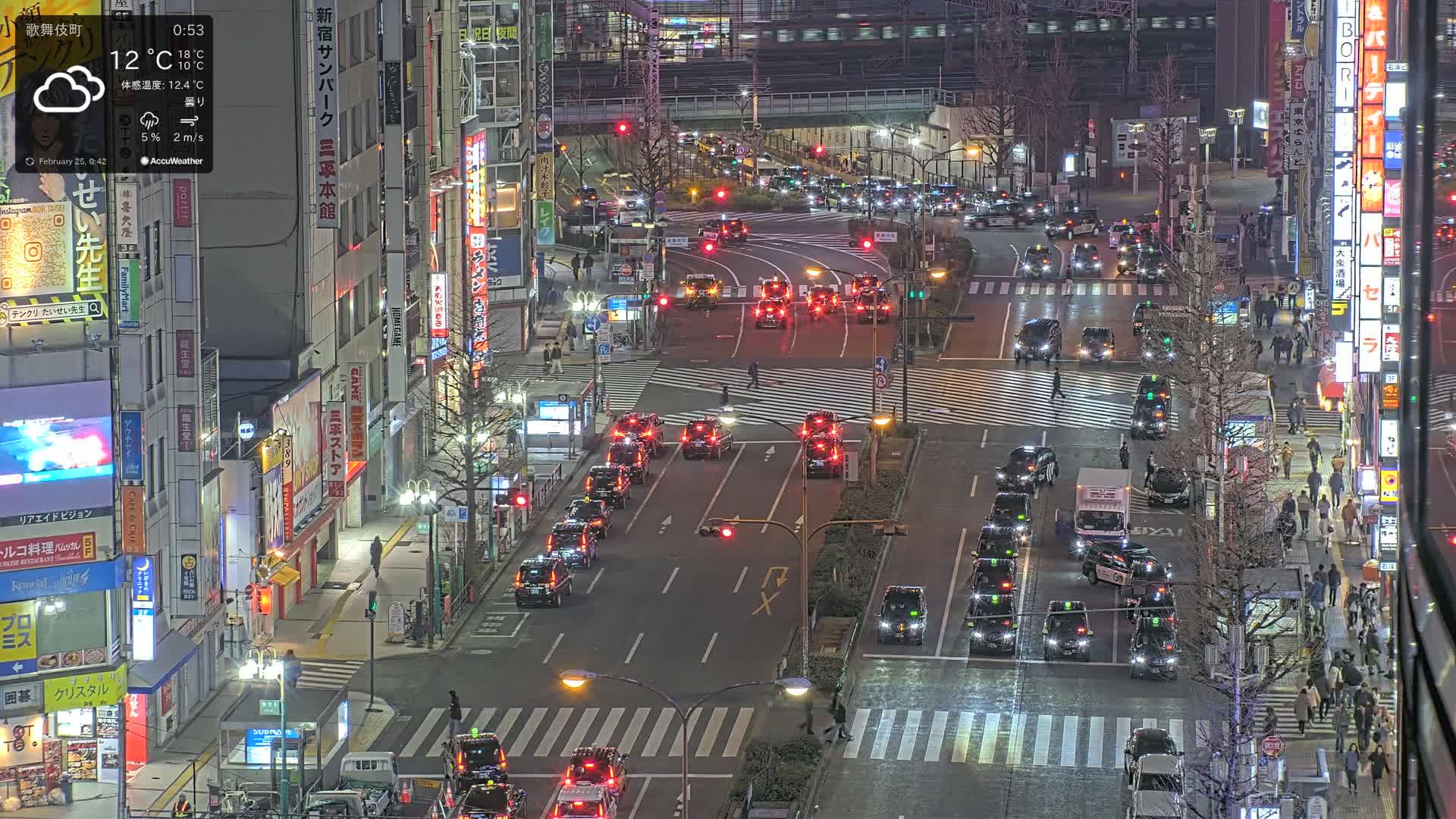 Tokyo, Kabukicho/Shinjuku/Nishishinjuku Intersection  ( 東京-歌舞伎町-新宿-西新宿交差点 ) Live Cam -1 Chome, Kabukichō, Shinjuku-ku, Tokyo, Kantō, Honshu, Japan