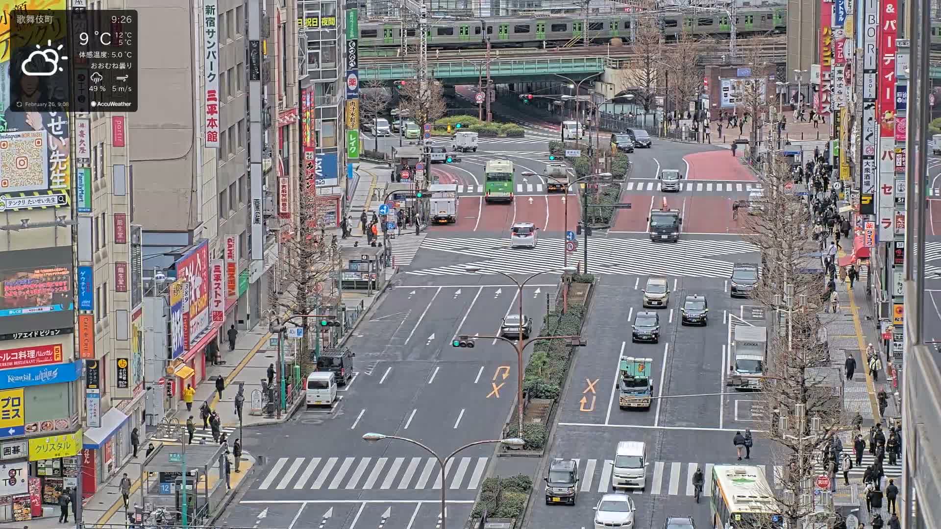 Tokyo, Kabukicho/Shinjuku/Nishishinjuku Intersection  ( 東京-歌舞伎町-新宿-西新宿交差点 ) Live Cam -1 Chome, Kabukichō, Shinjuku-ku, Tokyo, Kantō, Honshu, Japan