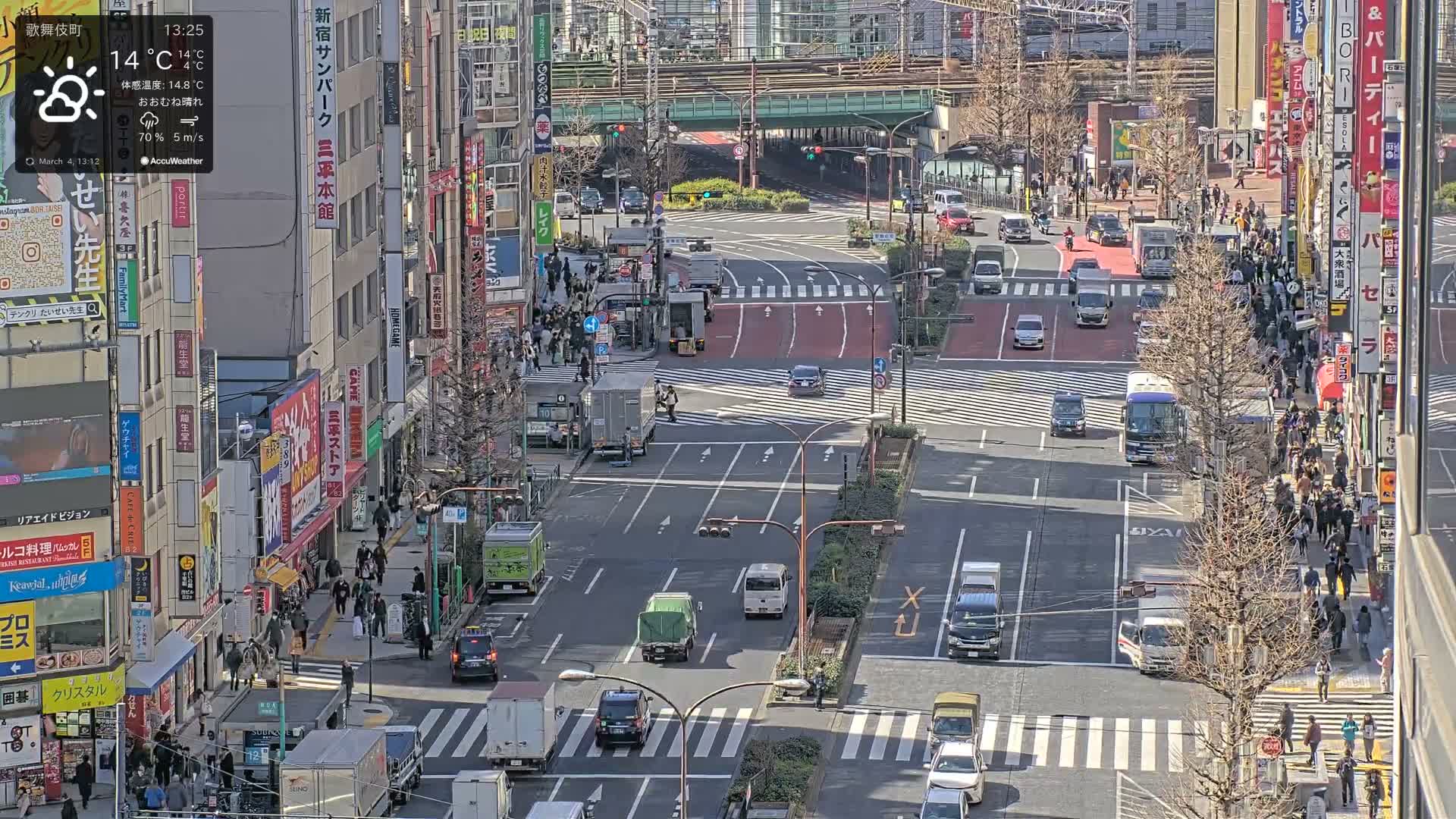 Tokyo, Kabukicho/Shinjuku/Nishishinjuku Intersection  ( 東京-歌舞伎町-新宿-西新宿交差点 ) Live Cam -1 Chome, Kabukichō, Shinjuku-ku, Tokyo, Kantō, Honshu, Japan