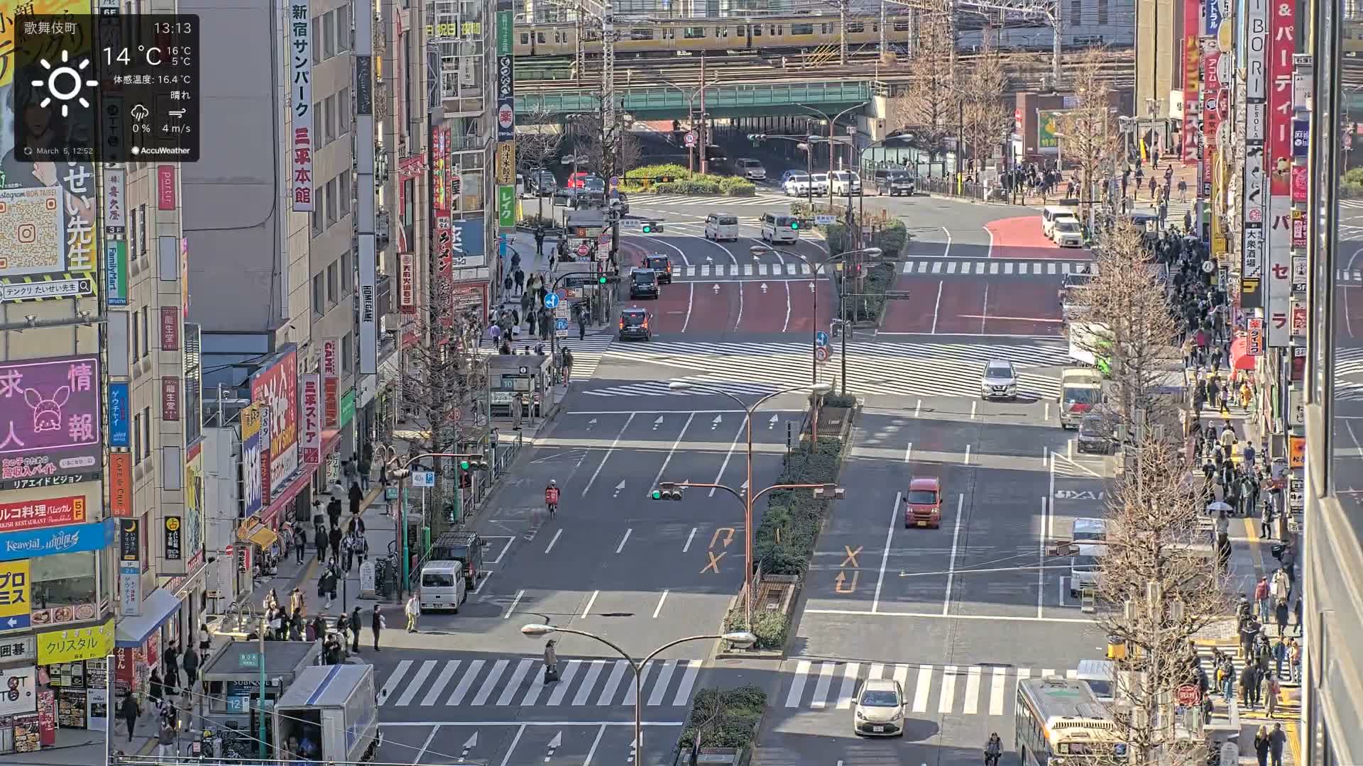 Tokyo, Kabukicho/Shinjuku/Nishishinjuku Intersection  ( 東京-歌舞伎町-新宿-西新宿交差点 ) Live Cam -1 Chome, Kabukichō, Shinjuku-ku, Tokyo, Kantō, Honshu, Japan