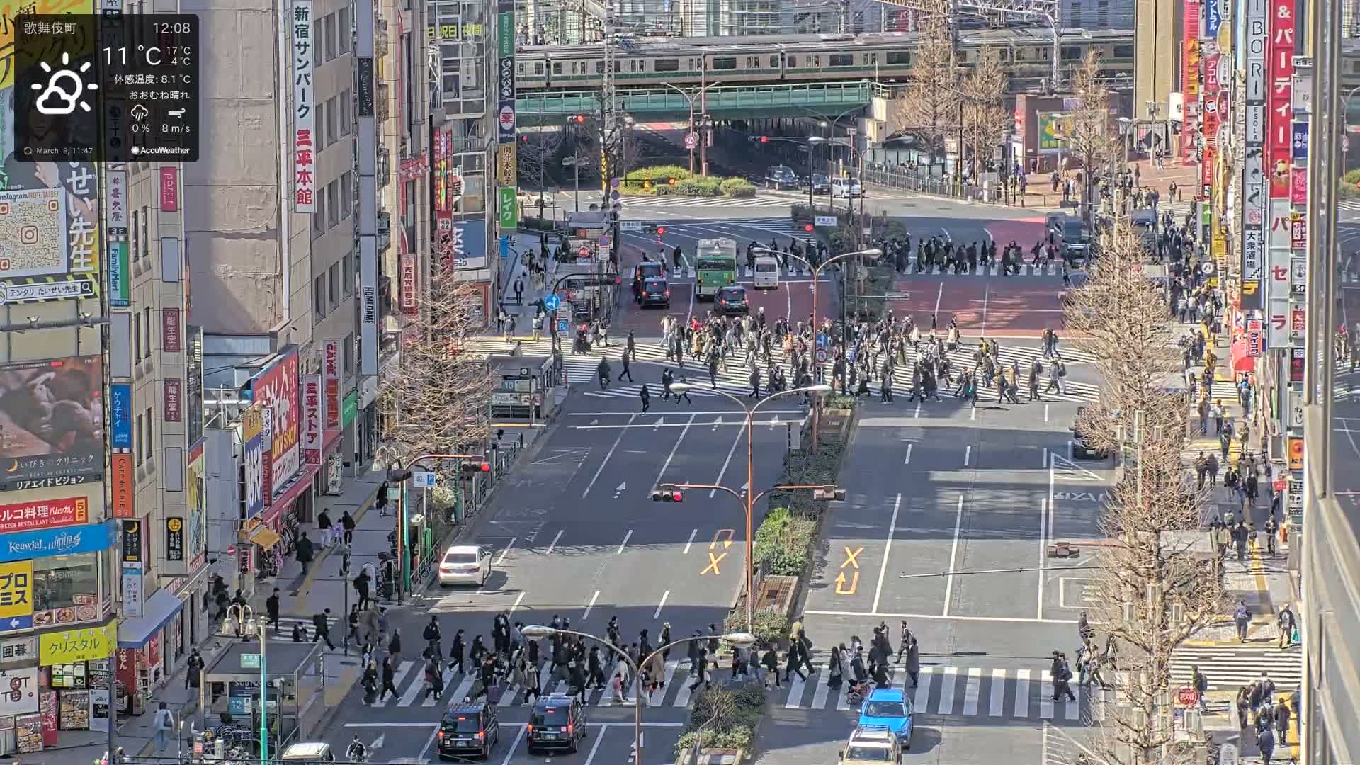 Tokyo, Kabukicho/Shinjuku/Nishishinjuku Intersection  ( 東京-歌舞伎町-新宿-西新宿交差点 ) Live Cam -1 Chome, Kabukichō, Shinjuku-ku, Tokyo, Kantō, Honshu, Japan