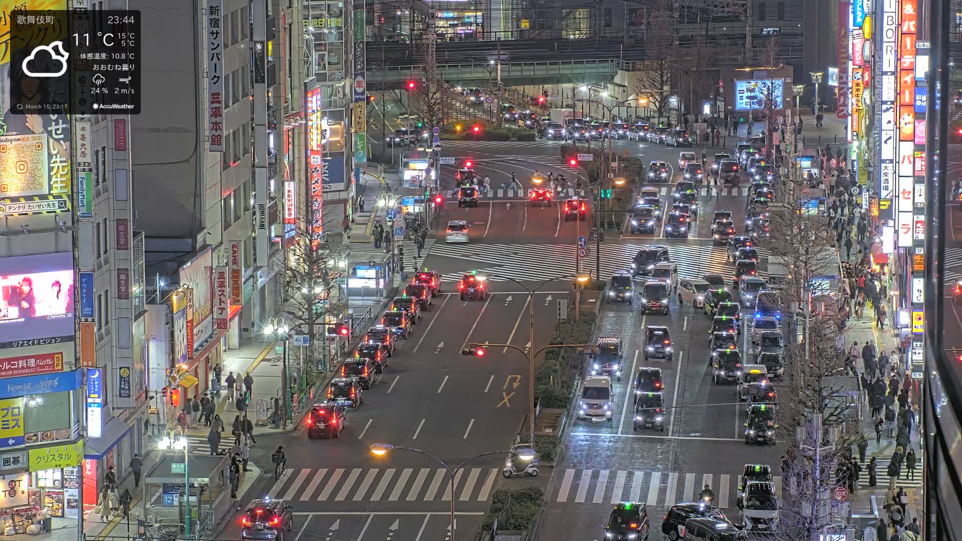 Tokyo, Kabukicho/Shinjuku/Nishishinjuku Intersection  ( 東京-歌舞伎町-新宿-西新宿交差点 ) Live Cam -1 Chome, Kabukichō, Shinjuku-ku, Tokyo, Kantō, Honshu, Japan