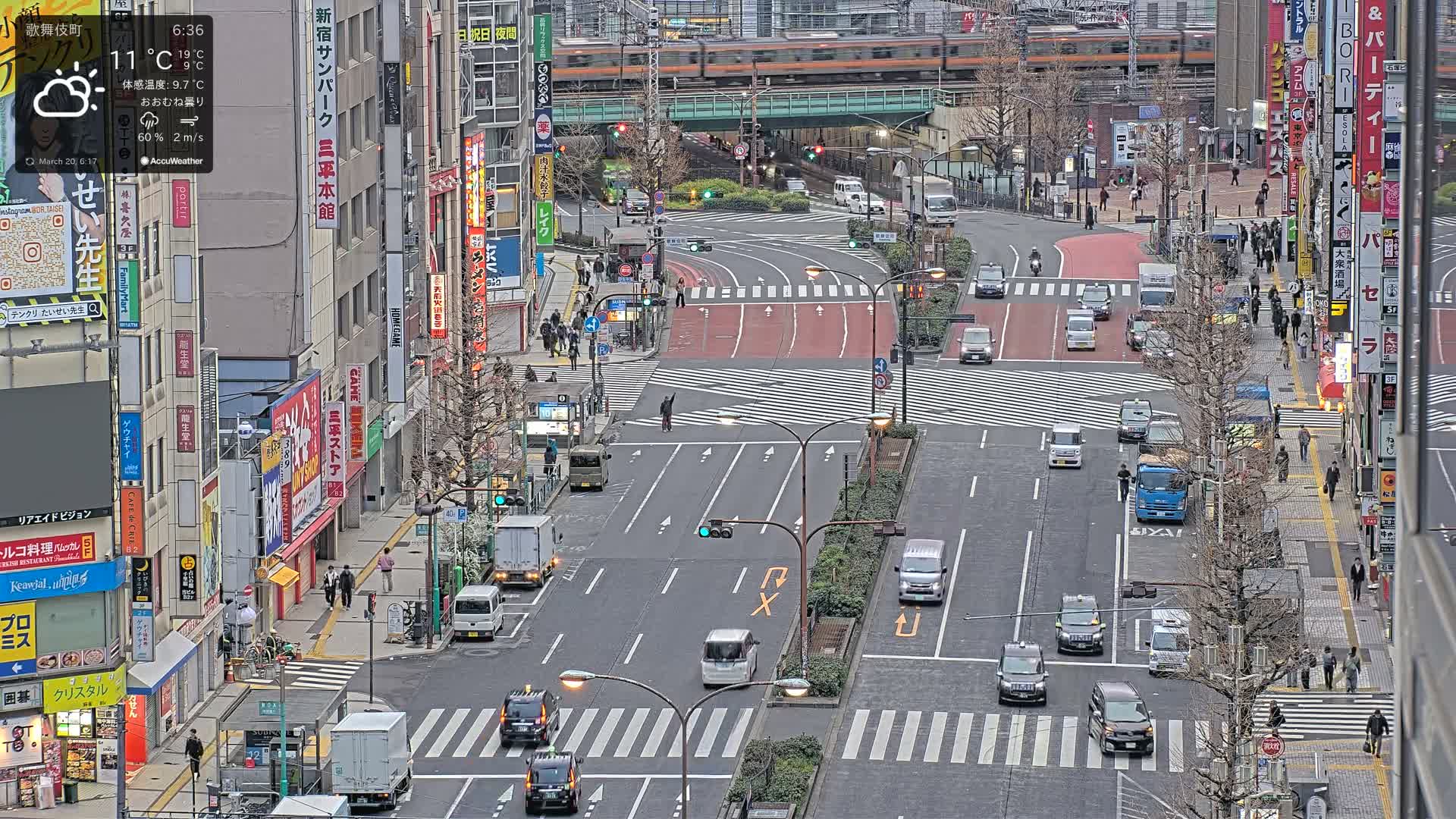 Tokyo, Kabukicho/Shinjuku/Nishishinjuku Intersection  ( 東京-歌舞伎町-新宿-西新宿交差点 ) Live Cam -1 Chome, Kabukichō, Shinjuku-ku, Tokyo, Kantō, Honshu, Japan