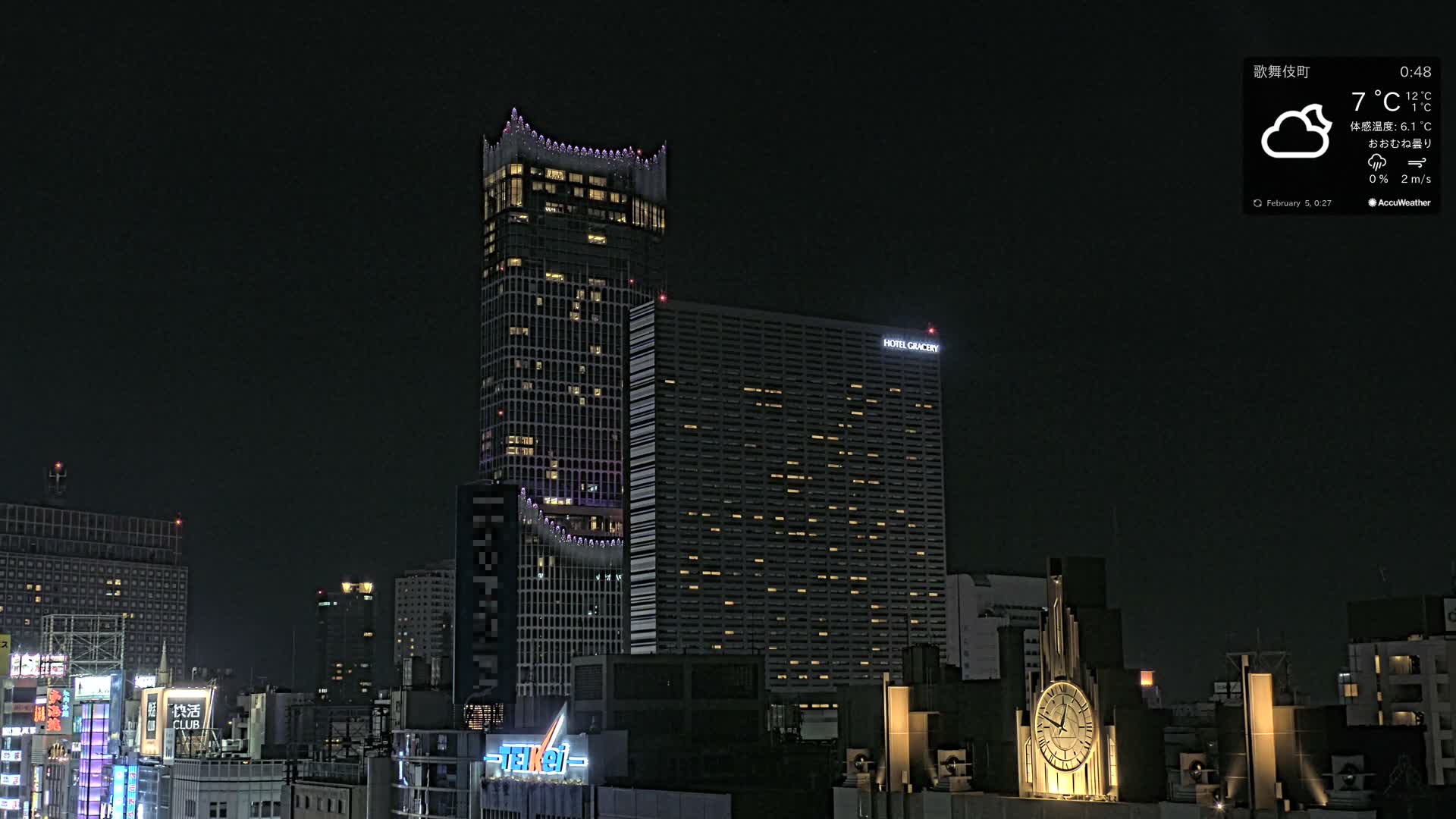 Tokyo, Shinjuku Kabukicho Skyline ( 東京、新宿歌舞伎町のスカイライン ) Live Cam - 3 Chome, Shinjuku, Shinjuku-ku, Tokyo, Kantō, Honshu, Japan