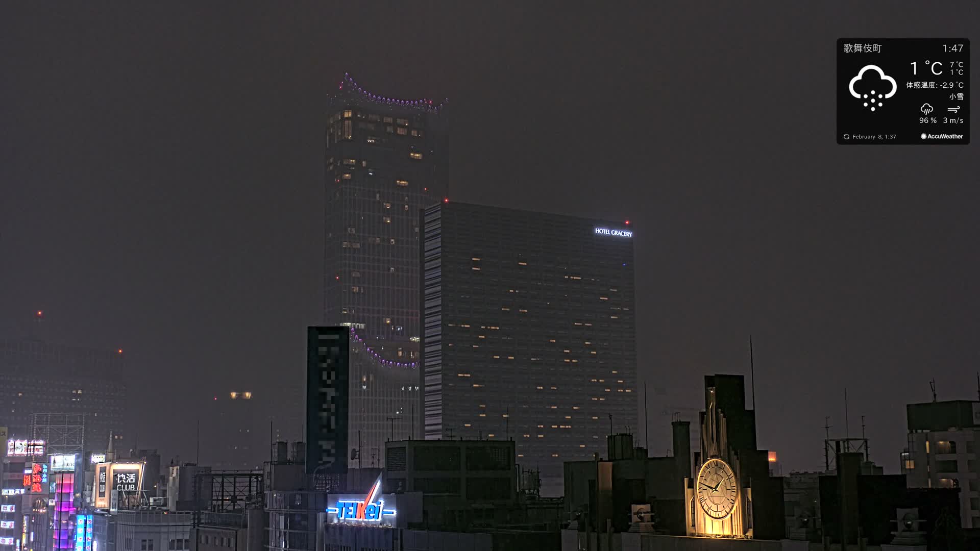 Tokyo, Shinjuku Kabukicho Skyline ( 東京、新宿歌舞伎町のスカイライン ) Live Cam - 3 Chome, Shinjuku, Shinjuku-ku, Tokyo, Kantō, Honshu, Japan