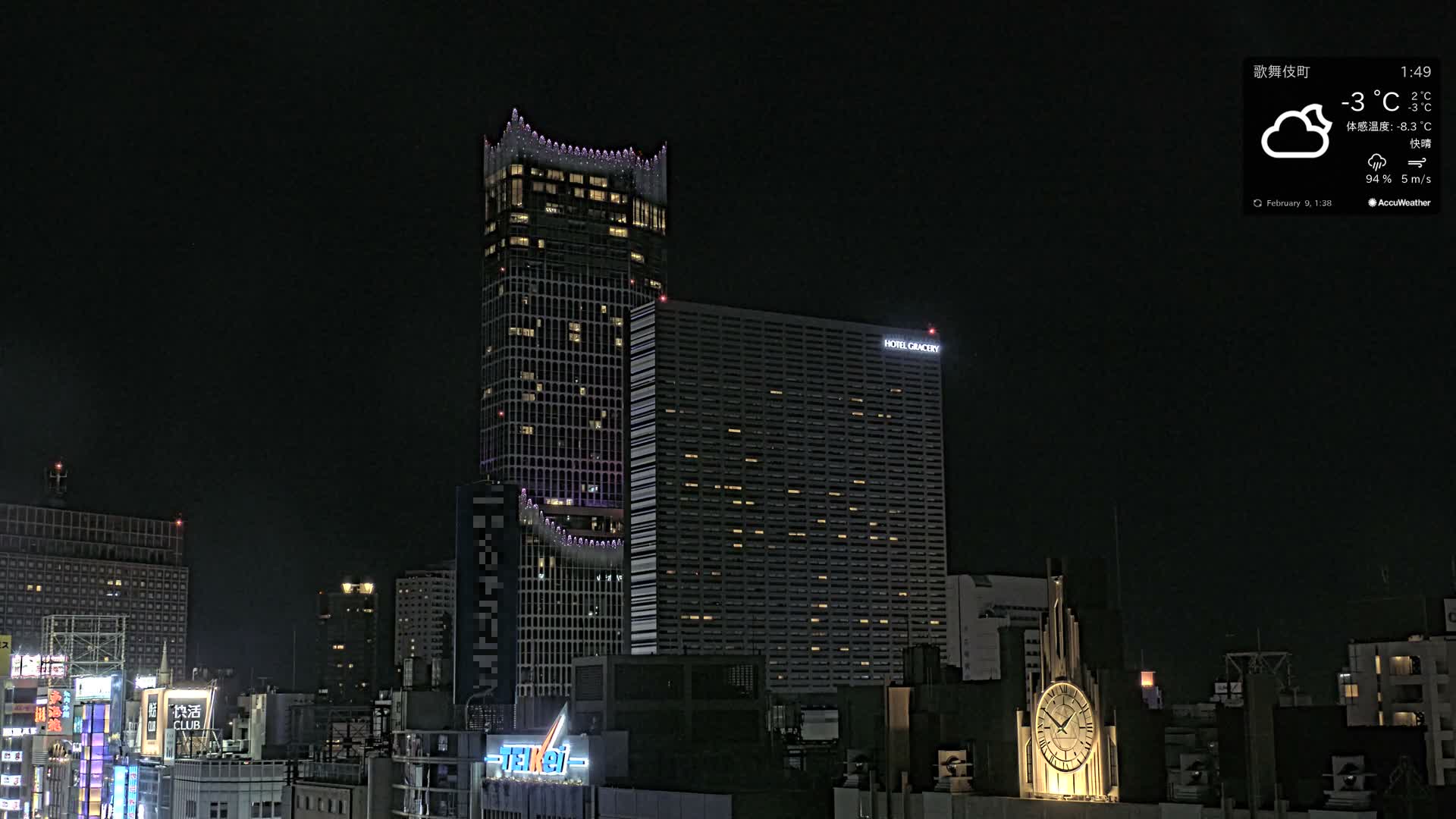 Tokyo, Shinjuku Kabukicho Skyline ( 東京、新宿歌舞伎町のスカイライン ) Live Cam - 3 Chome, Shinjuku, Shinjuku-ku, Tokyo, Kantō, Honshu, Japan