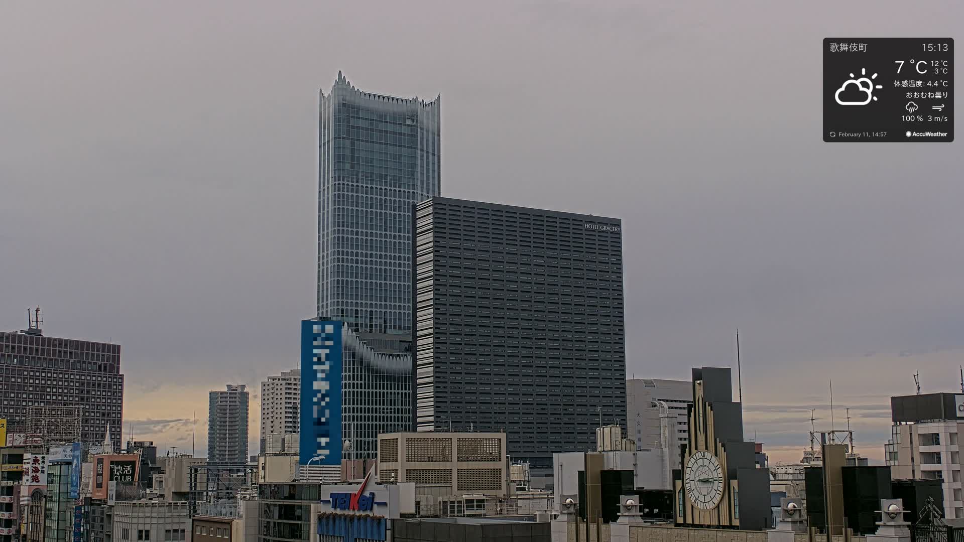 Tokyo, Shinjuku Kabukicho Skyline ( 東京、新宿歌舞伎町のスカイライン ) Live Cam - 3 Chome, Shinjuku, Shinjuku-ku, Tokyo, Kantō, Honshu, Japan