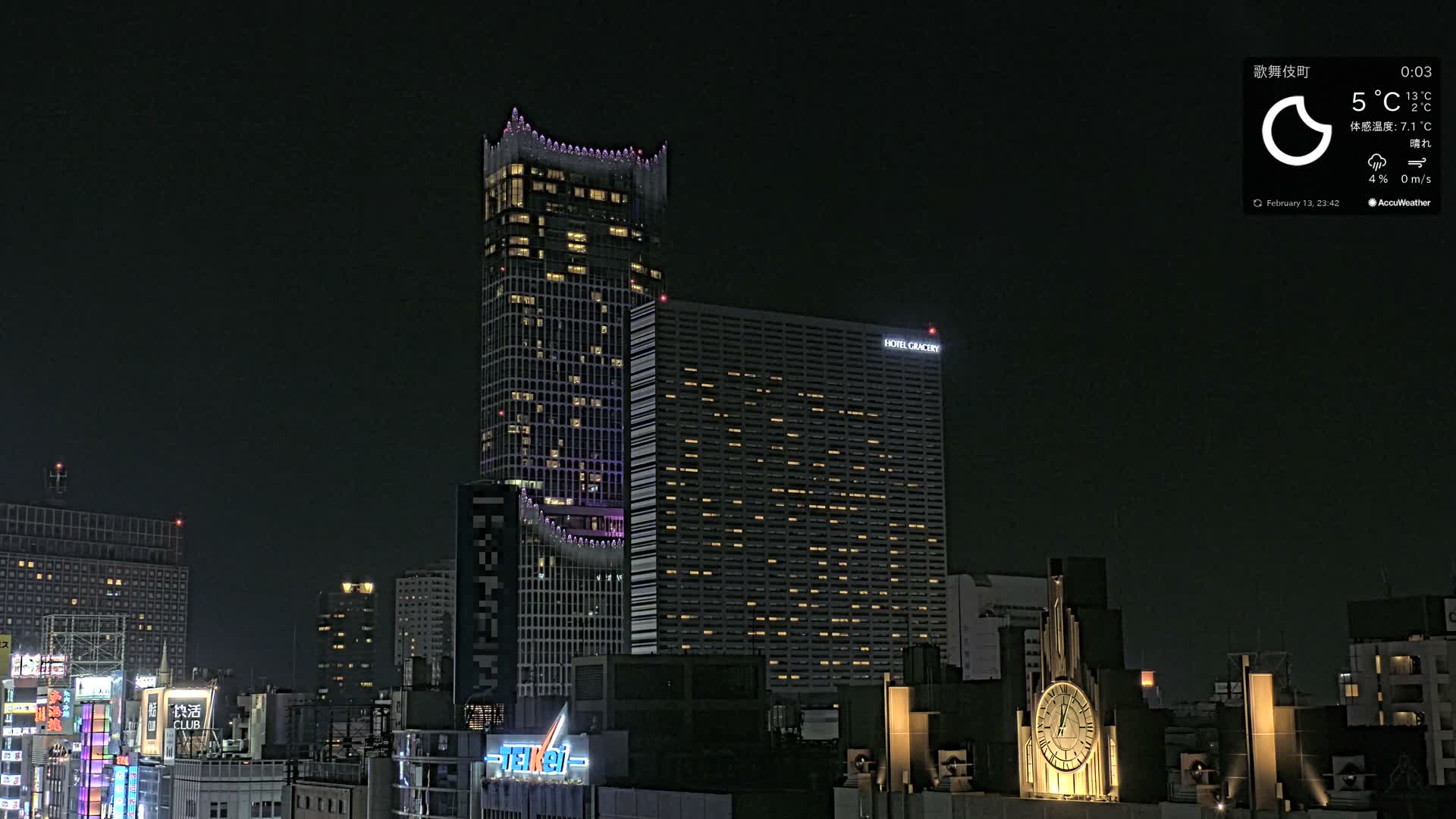 Tokyo, Shinjuku Kabukicho Skyline ( 東京、新宿歌舞伎町のスカイライン ) Live Cam - 3 Chome, Shinjuku, Shinjuku-ku, Tokyo, Kantō, Honshu, Japan