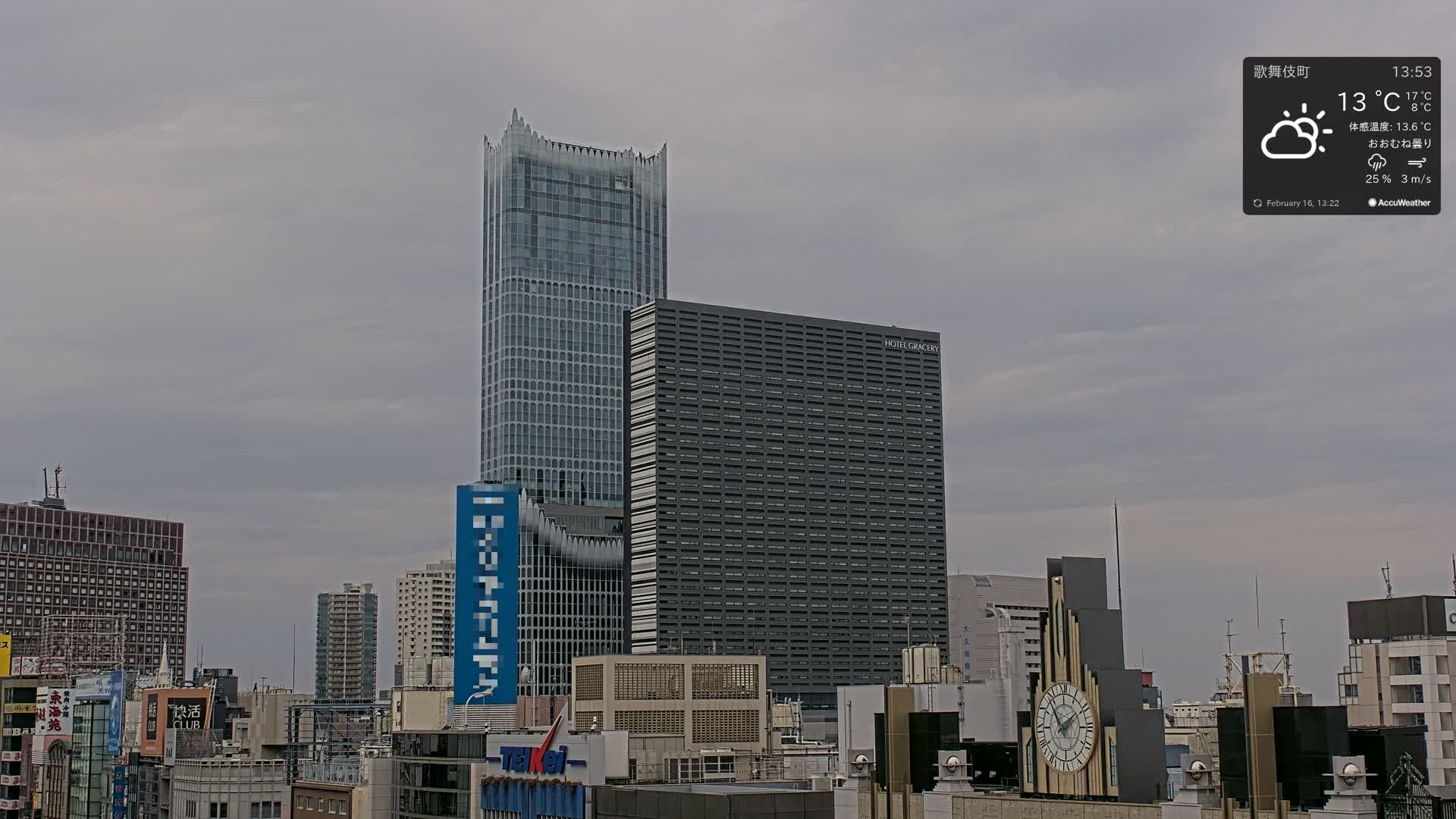 Tokyo, Shinjuku Kabukicho Skyline ( 東京、新宿歌舞伎町のスカイライン ) Live Cam - 3 Chome, Shinjuku, Shinjuku-ku, Tokyo, Kantō, Honshu, Japan