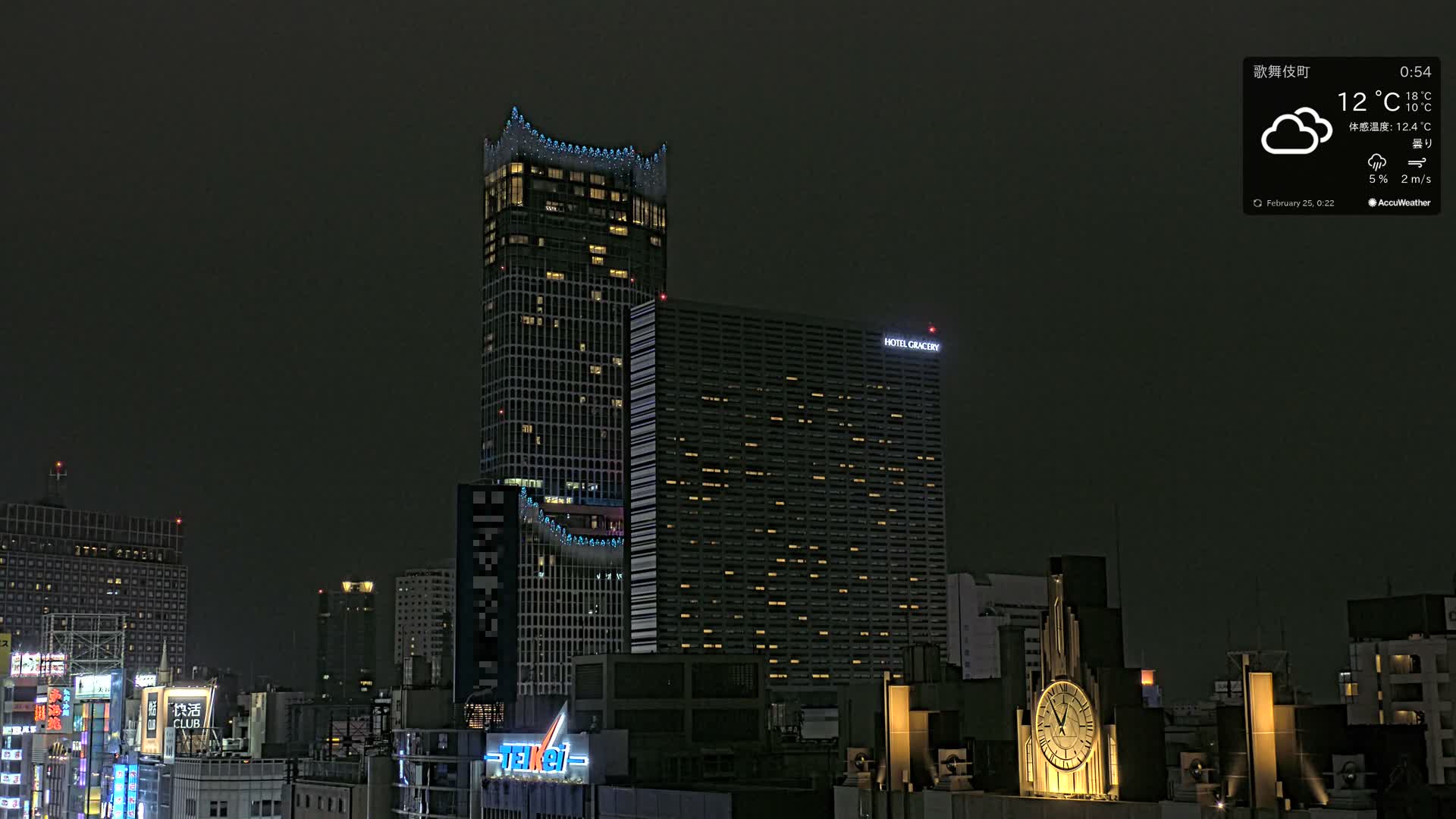Tokyo, Shinjuku Kabukicho Skyline ( 東京、新宿歌舞伎町のスカイライン ) Live Cam - 3 Chome, Shinjuku, Shinjuku-ku, Tokyo, Kantō, Honshu, Japan