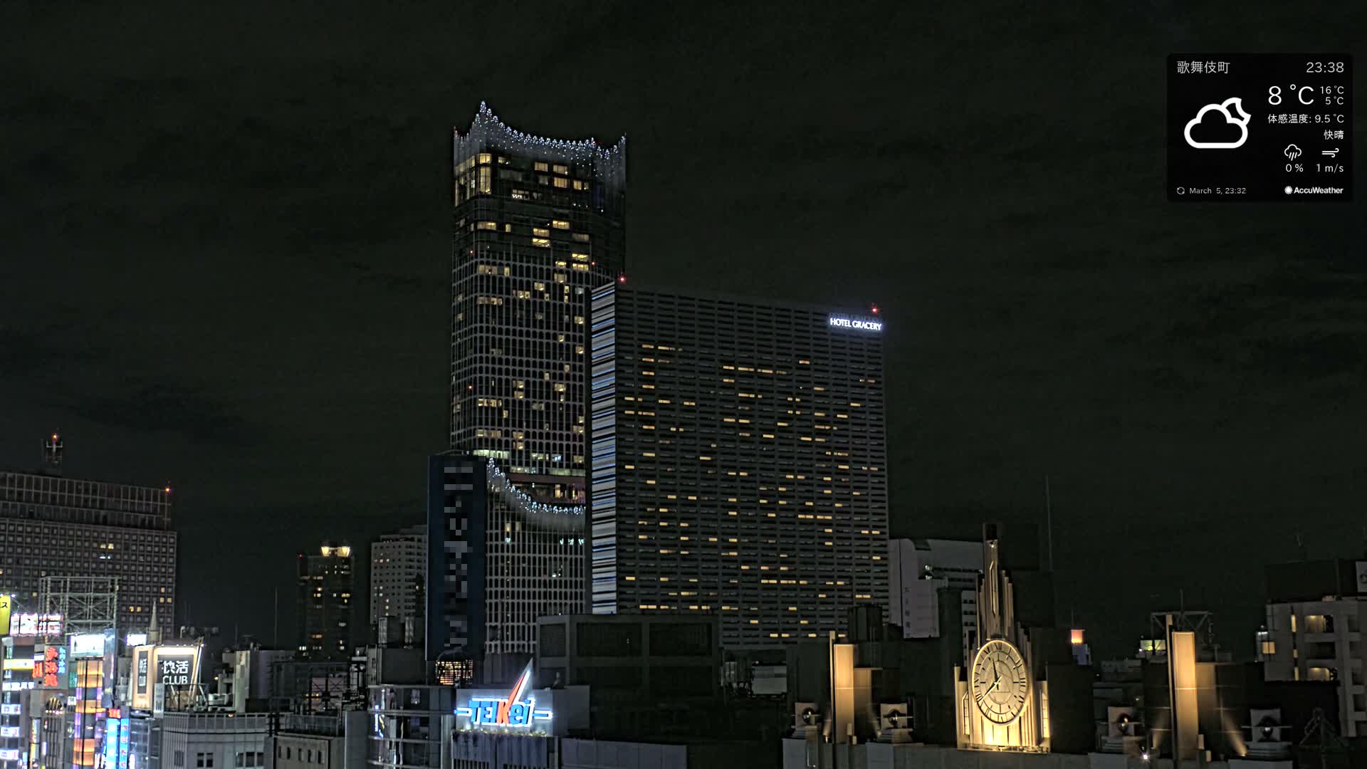Tokyo, Shinjuku Kabukicho Skyline ( 東京、新宿歌舞伎町のスカイライン ) Live Cam - 3 Chome, Shinjuku, Shinjuku-ku, Tokyo, Kantō, Honshu, Japan