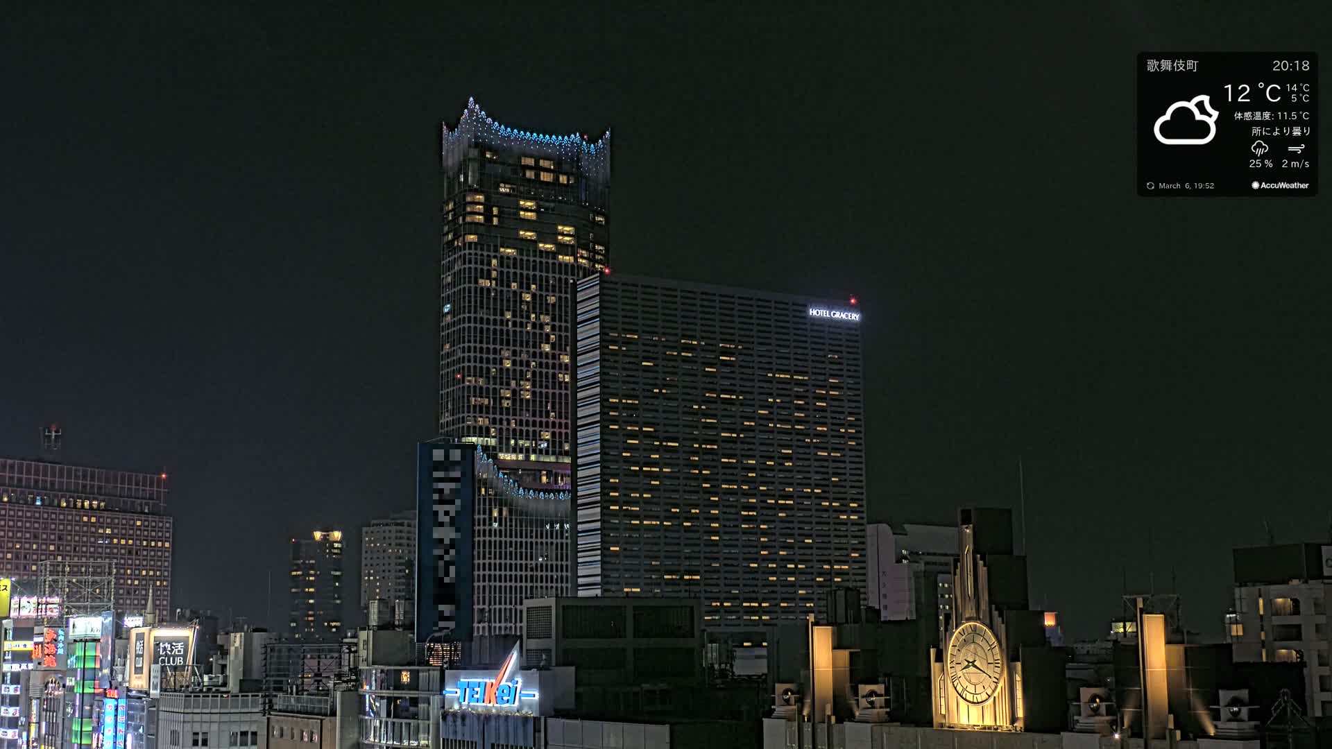 Tokyo, Shinjuku Kabukicho Skyline ( 東京、新宿歌舞伎町のスカイライン ) Live Cam - 3 Chome, Shinjuku, Shinjuku-ku, Tokyo, Kantō, Honshu, Japan