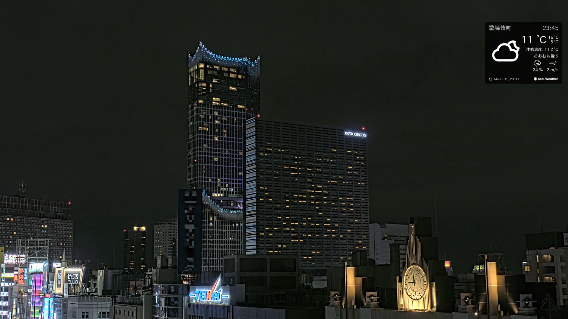 Tokyo, Shinjuku Kabukicho Skyline ( 東京、新宿歌舞伎町のスカイライン ) Live Cam - 3 Chome, Shinjuku, Shinjuku-ku, Tokyo, Kantō, Honshu, Japan