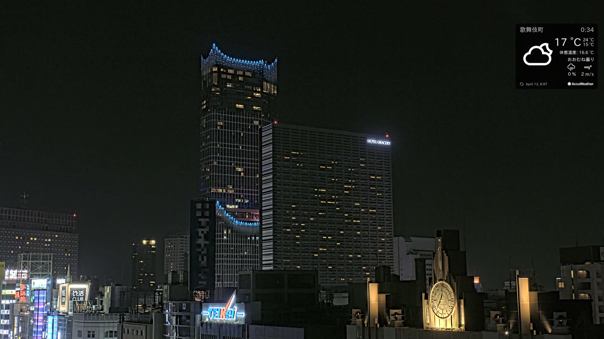 Tokyo, Shinjuku Kabukicho Skyline ( 東京、新宿歌舞伎町のスカイライン ) Live Cam - 3 Chome, Shinjuku, Shinjuku-ku, Tokyo, Kantō, Honshu, Japan